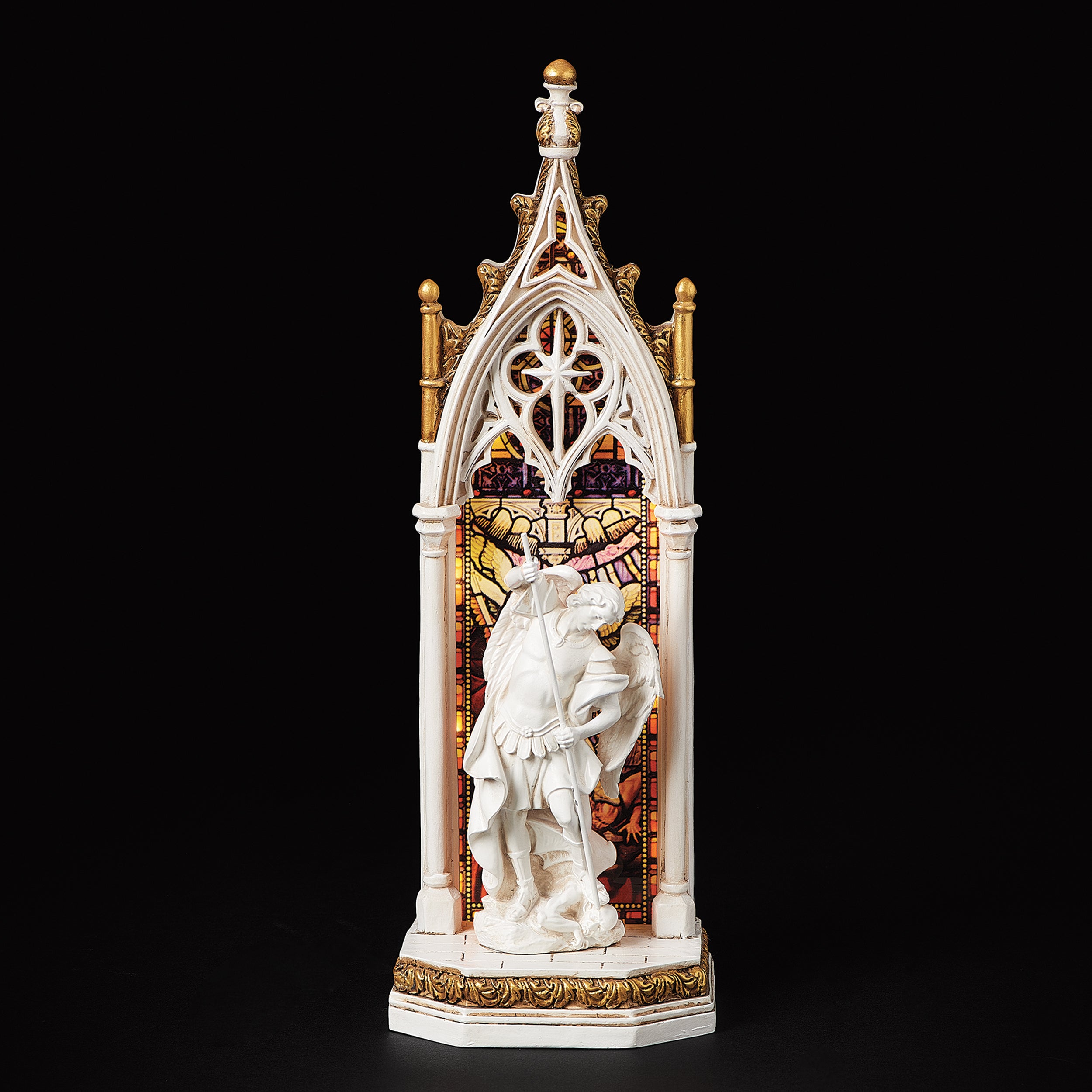 Joseph's Studio Lighted St. Michael Stained Glass Window Figure - Renaissance Collection