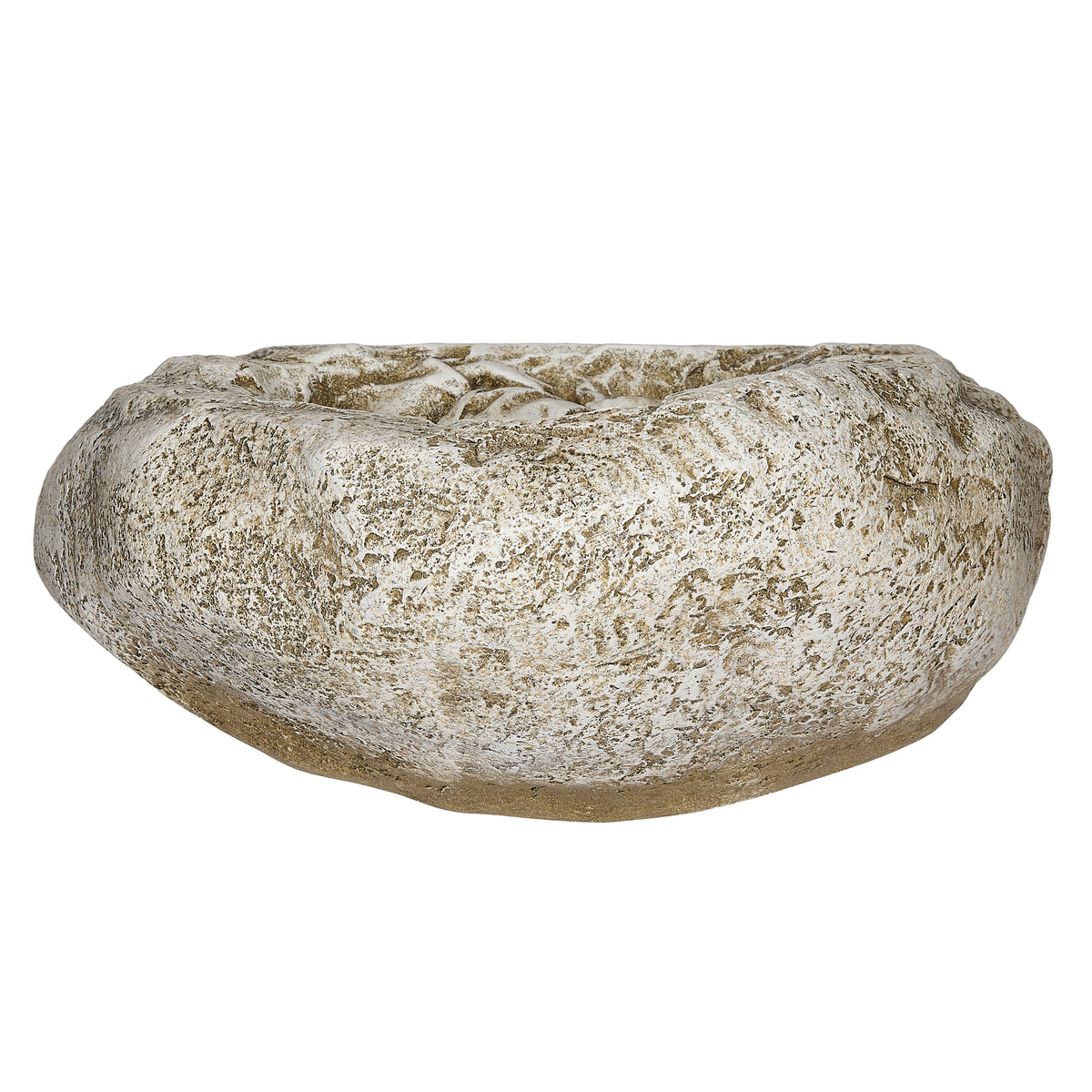 Side profile of Joseph's Studio Holy Family Garden Stone showing the rounded shape and thick stone-style edge