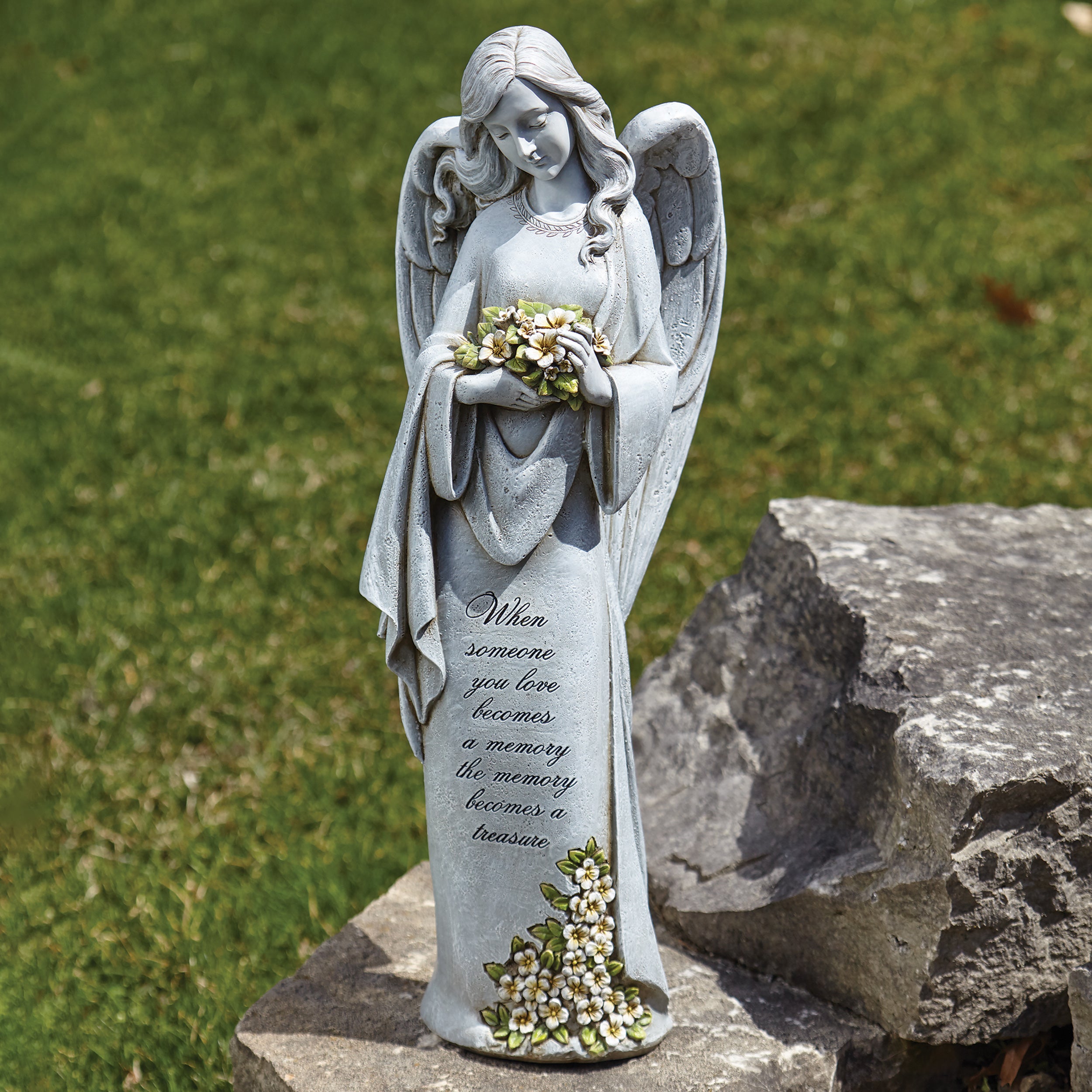 Joseph's Studio Memorial Angel with Flower Garden Statue