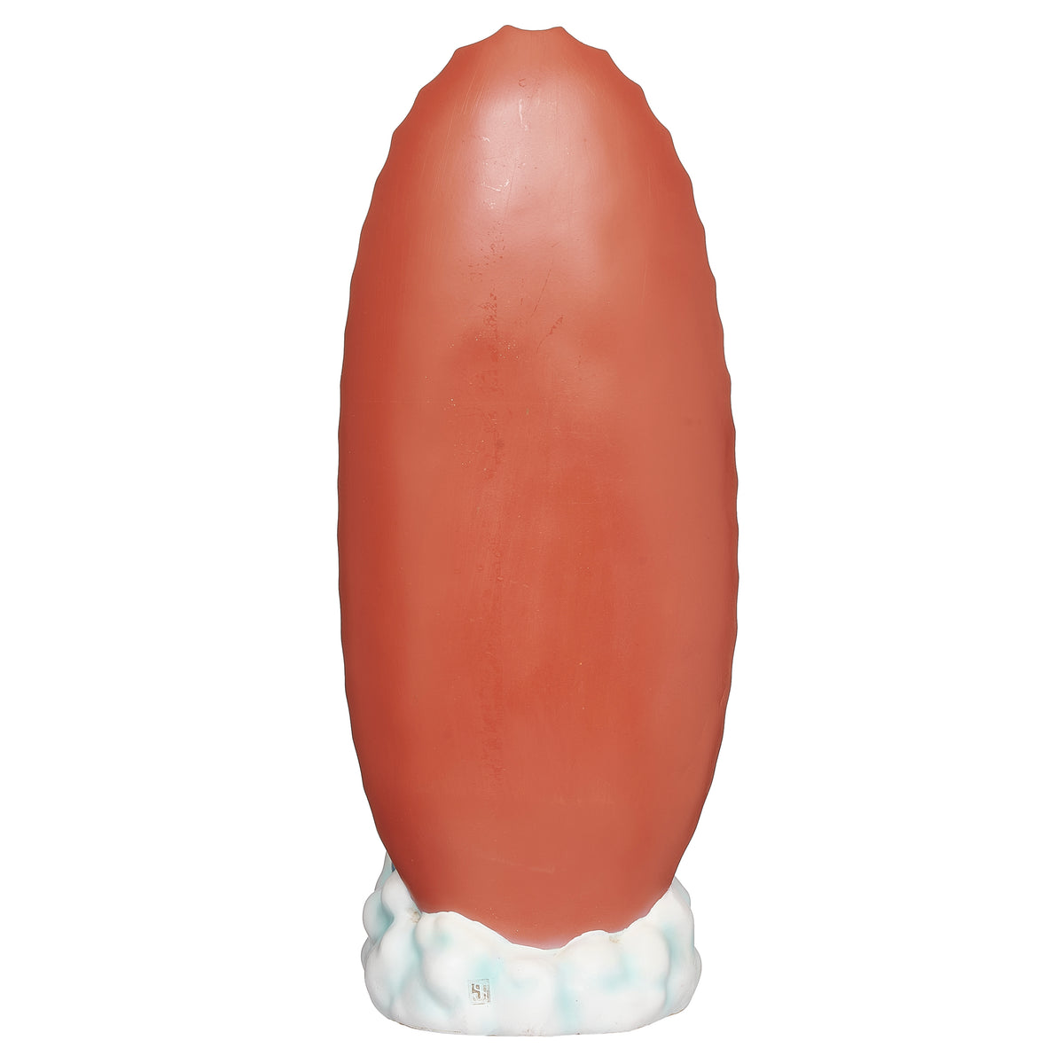 Back view of Joseph's Studio Our Lady of Guadalupe Candle Holder showing the smooth red reverse of the radiant mantle and sculpted base