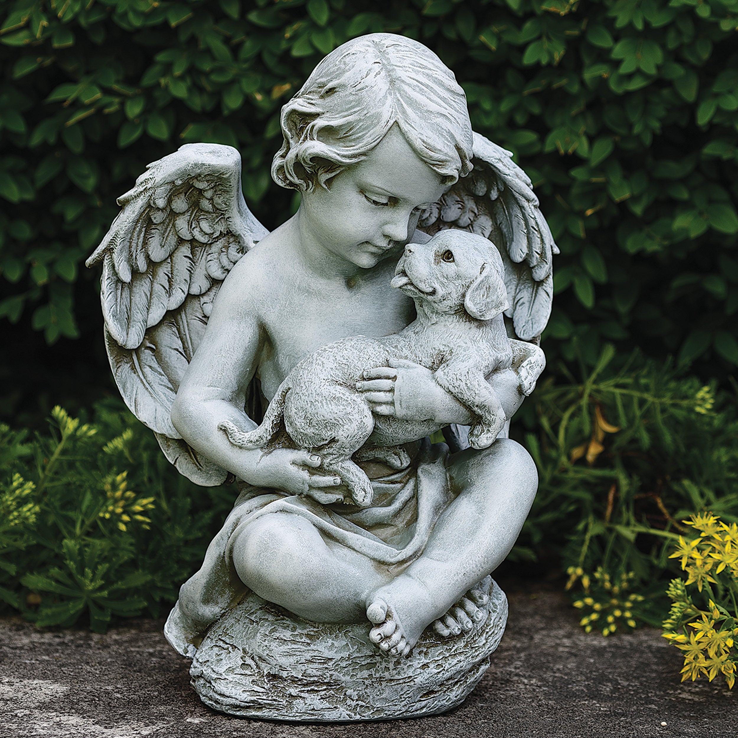 Joseph's Studio Cherub with Puppy Garden Statue
