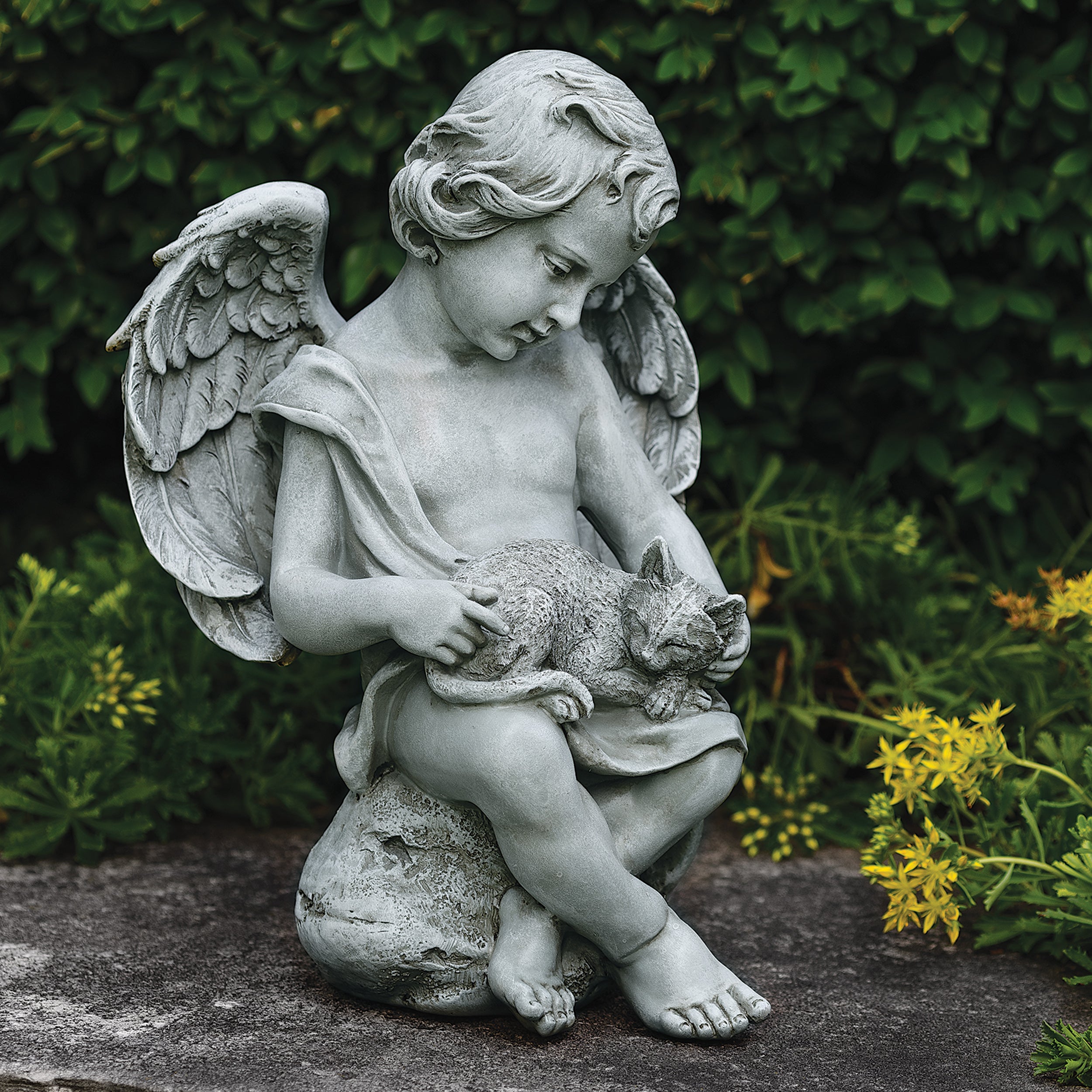 Joseph's Studio Cherub With Kitten Garden Statue