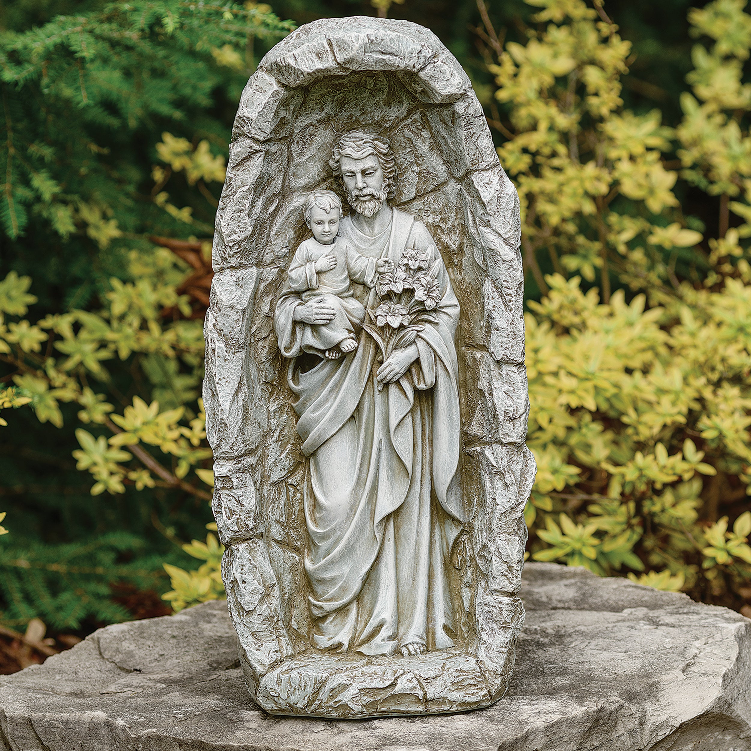 Joseph’s Studio Solar St. Joseph in Grotto Garden Statue