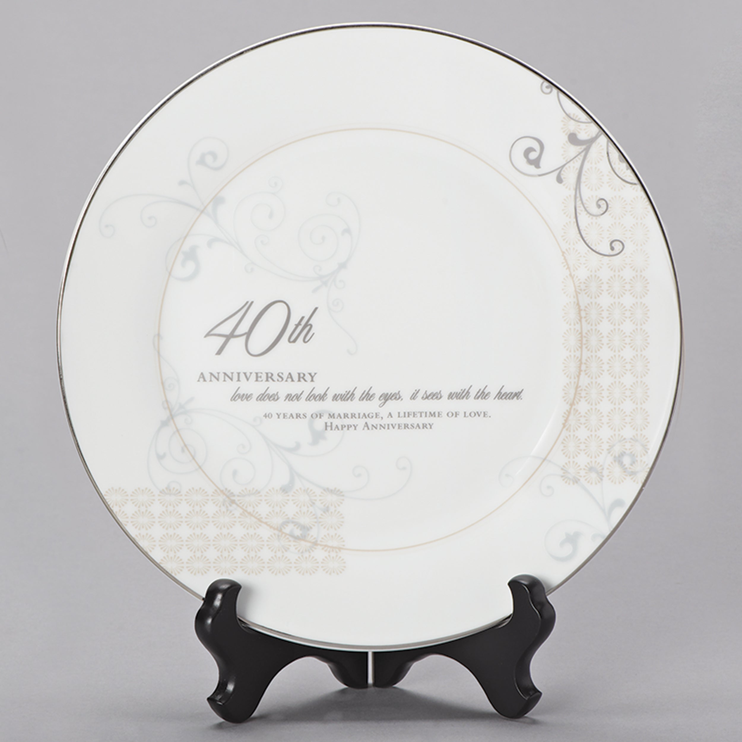 40th Anniversary Plate with Stand – Ruby Milestone Keepsake