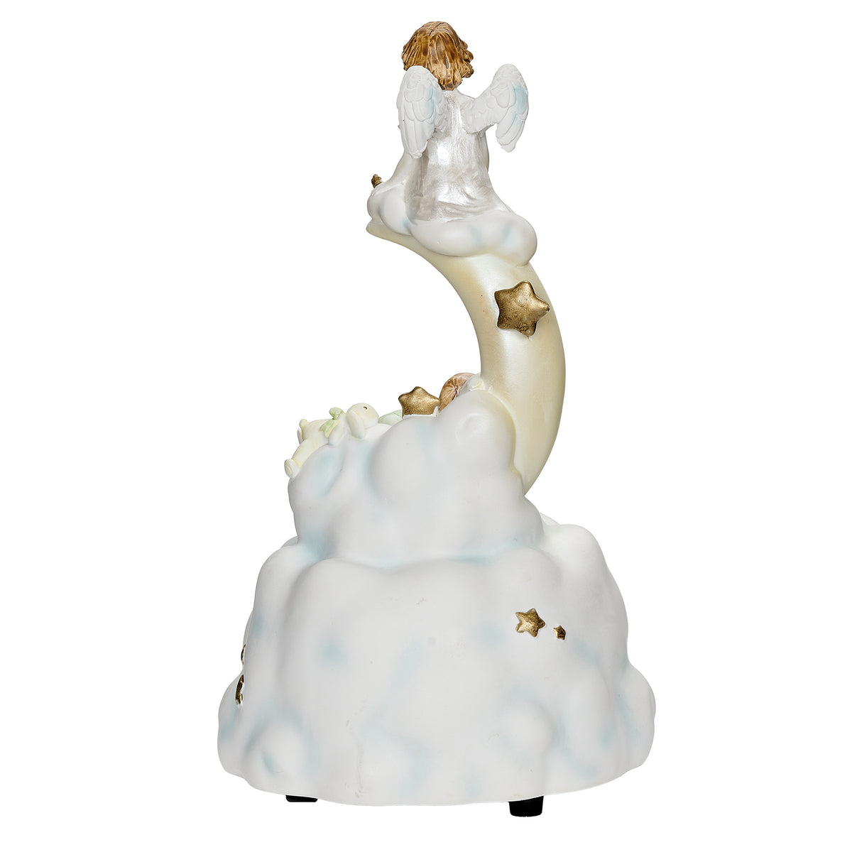 Back angled view of Now I Lay Me Down to Sleep Musical Figure showing the angel, crescent moon, and rounded musical base