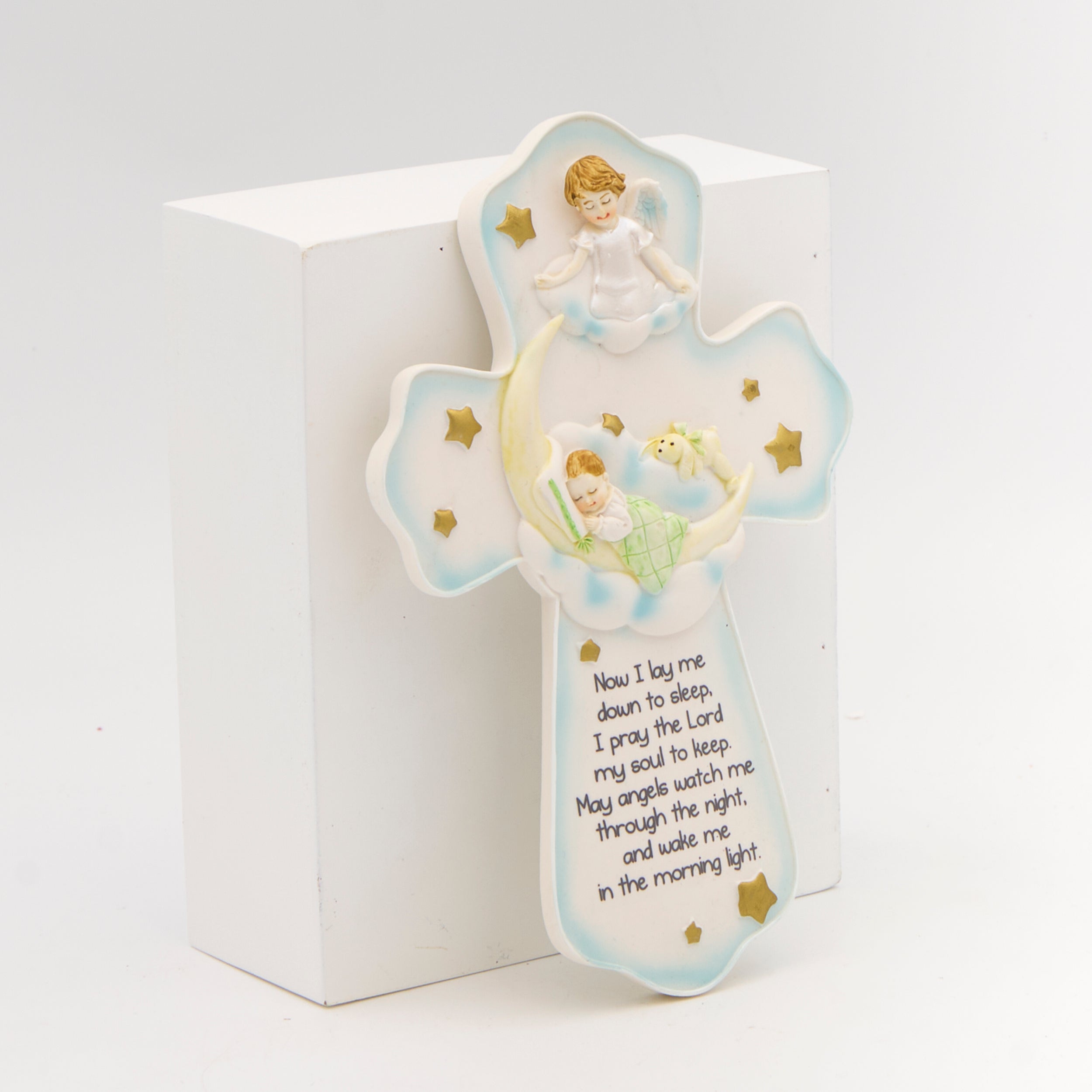 Blue Baby Wall Cross with Bedtime Prayer