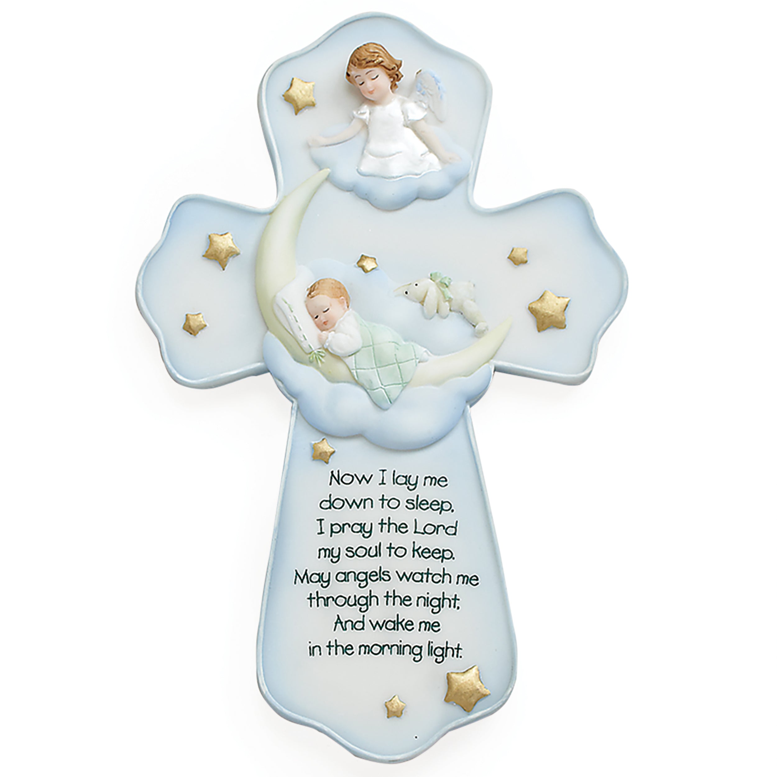 Blue Baby Wall Cross with Bedtime Prayer