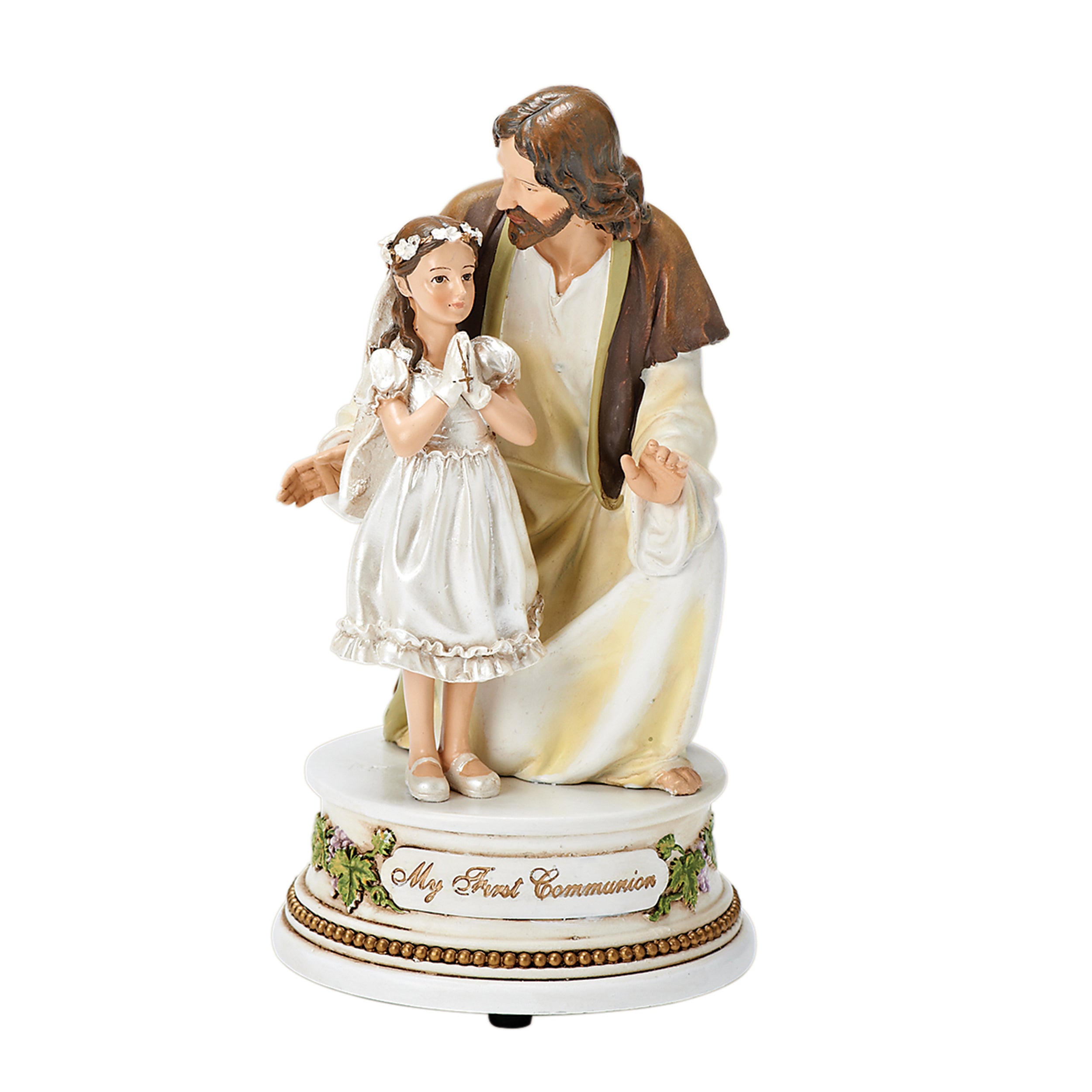 Joseph's Studio Jesus with Girl First Communion Musical Figure - "The Lord's Prayer" Tune
