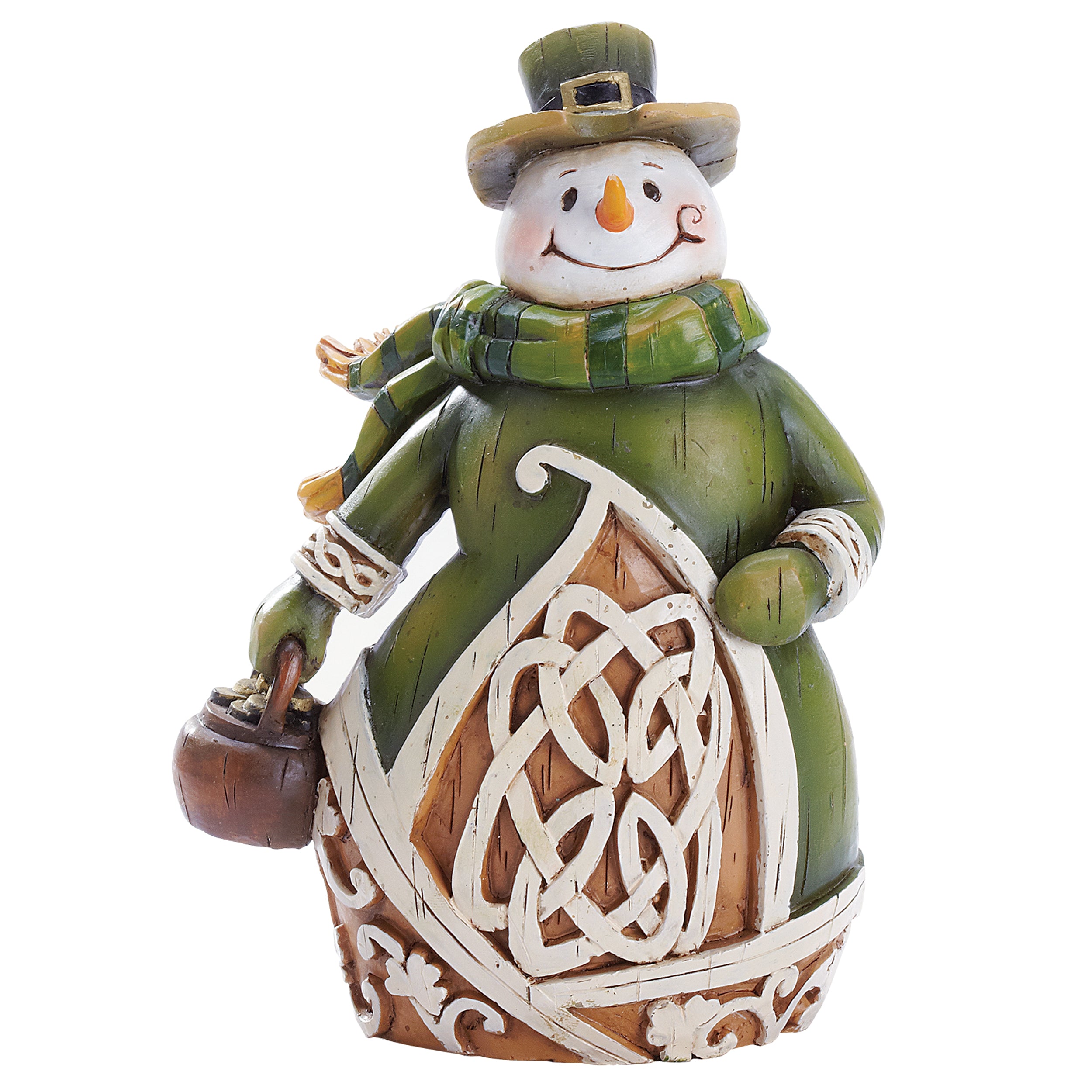 Woodcut-Style Irish Snowman Figurine