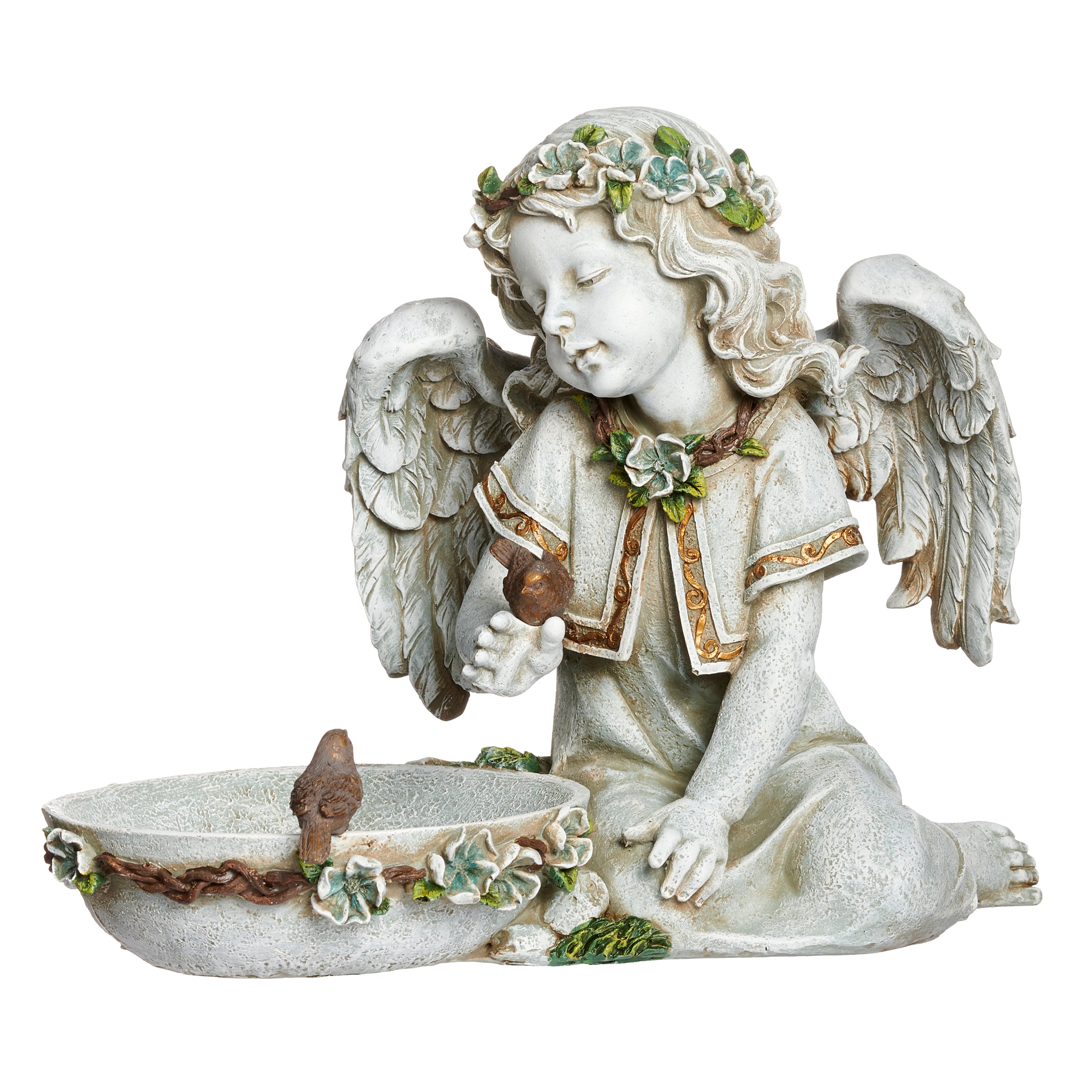 Joseph's Studio Solar Angel Bird Bath Statue