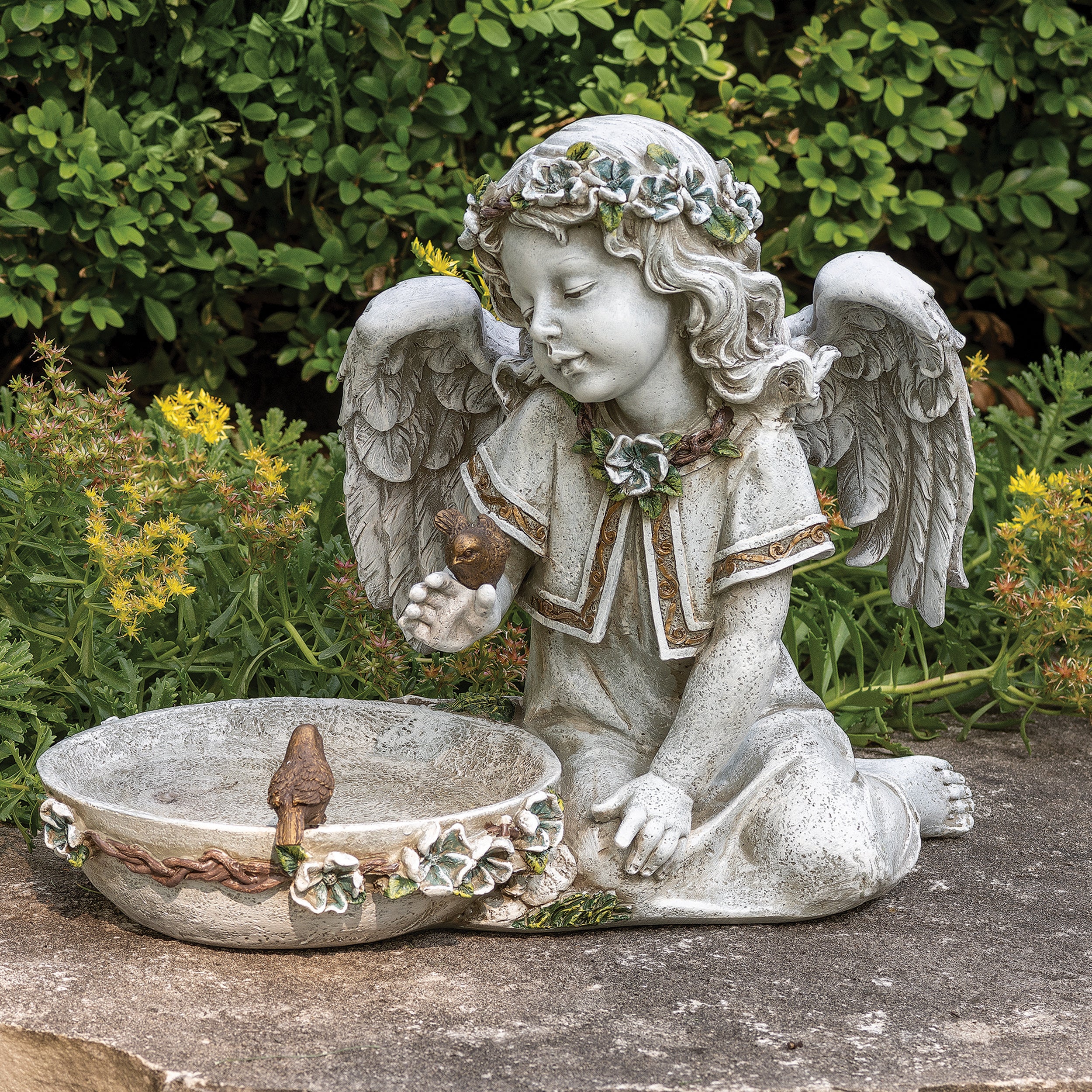 Joseph's Studio Solar Angel Bird Bath Statue