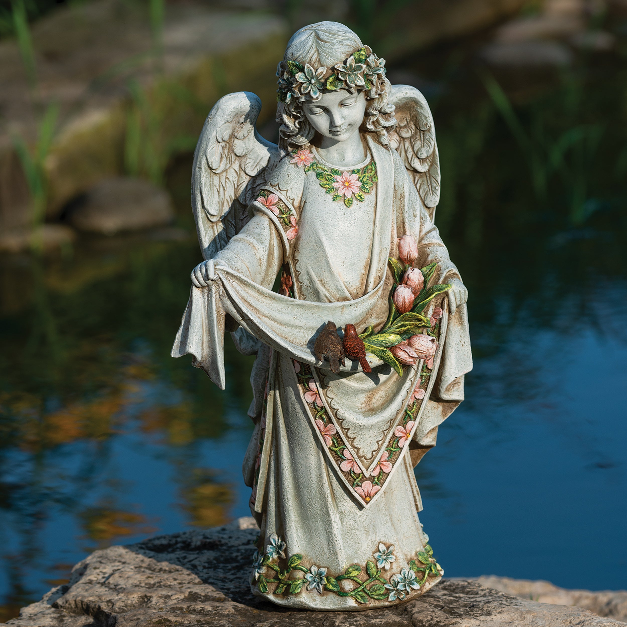 Joseph's Studio Angel with Birds Bird Feeder