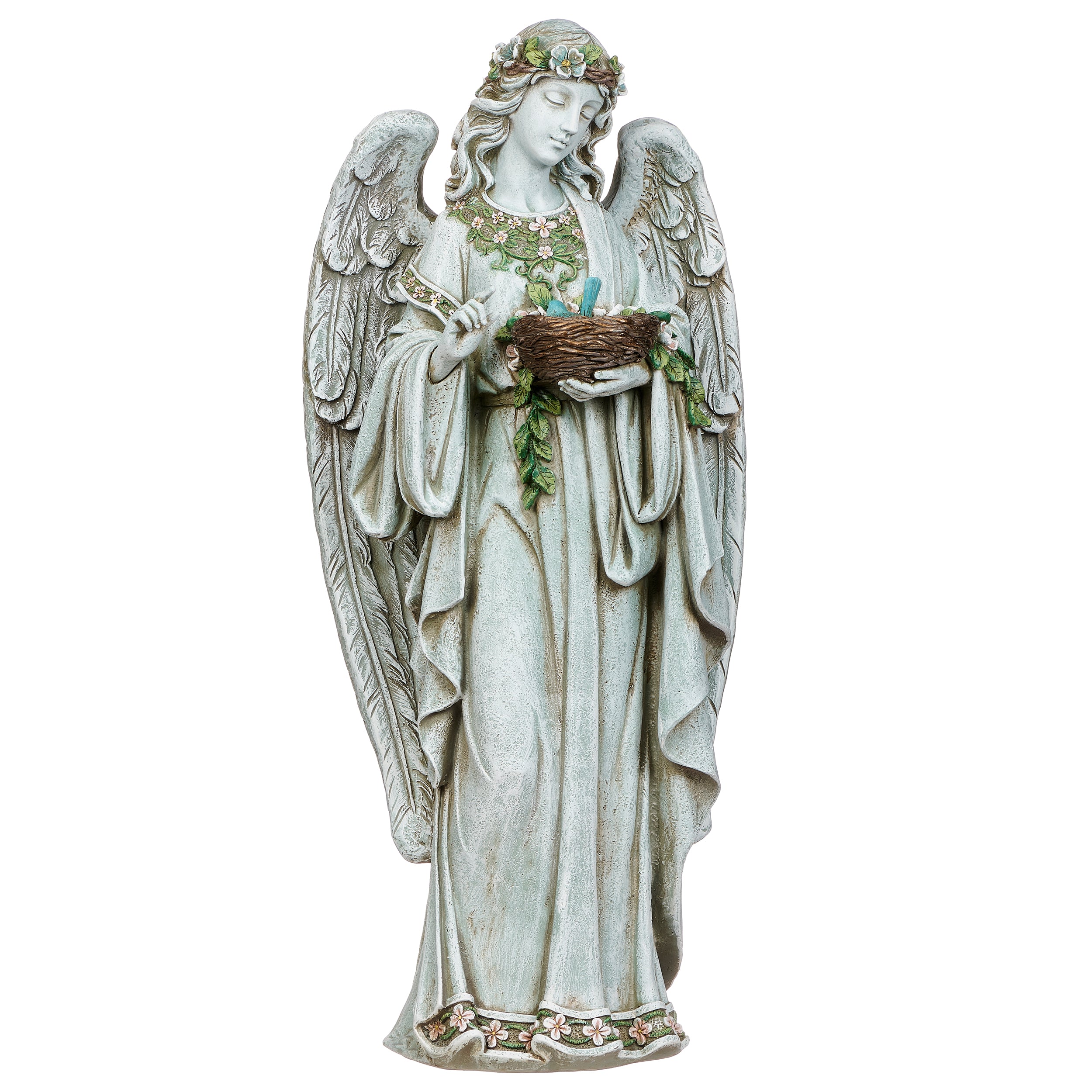 Joseph's Studio Angel Holding Nest Garden Statue