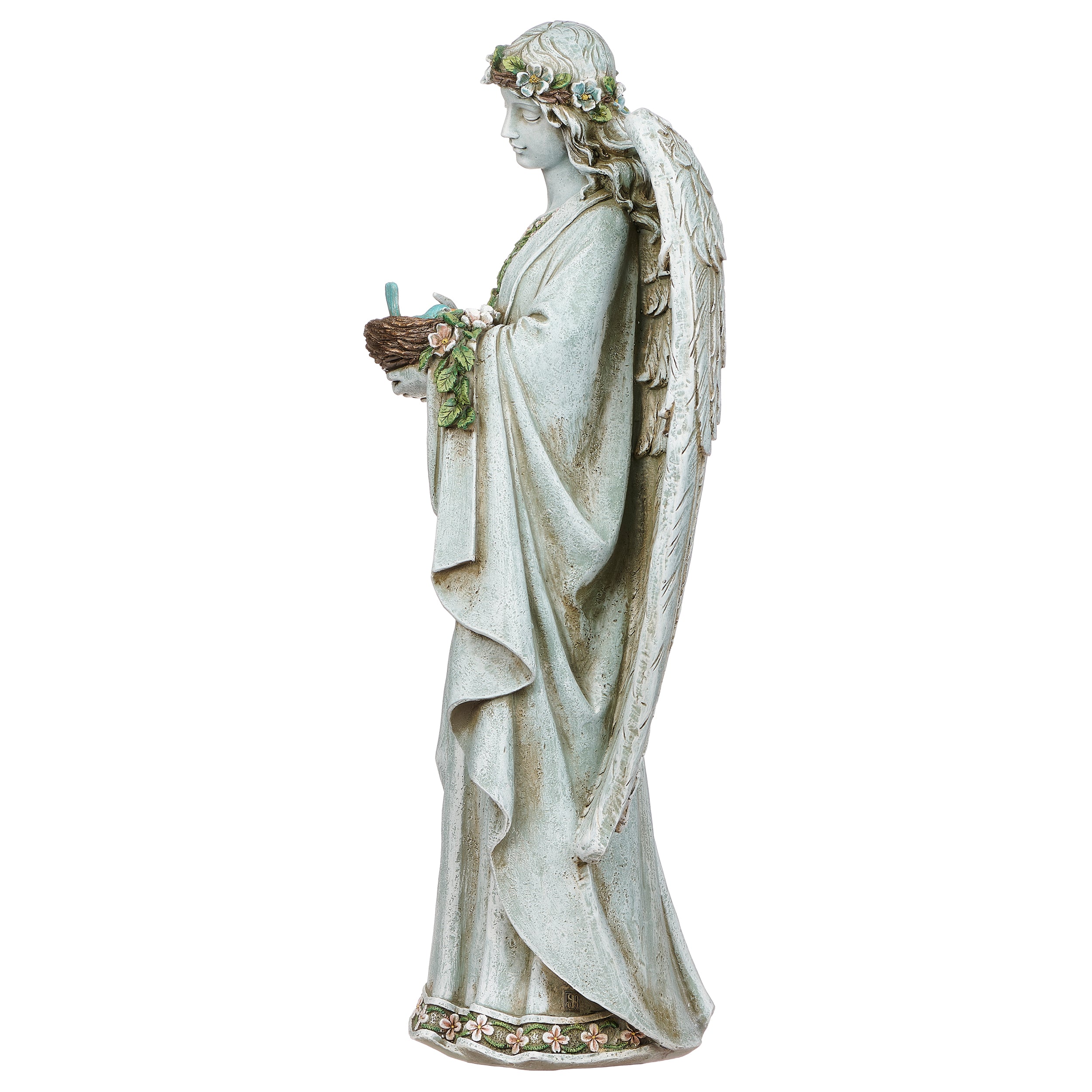 Joseph's Studio Angel Holding Nest Garden Statue