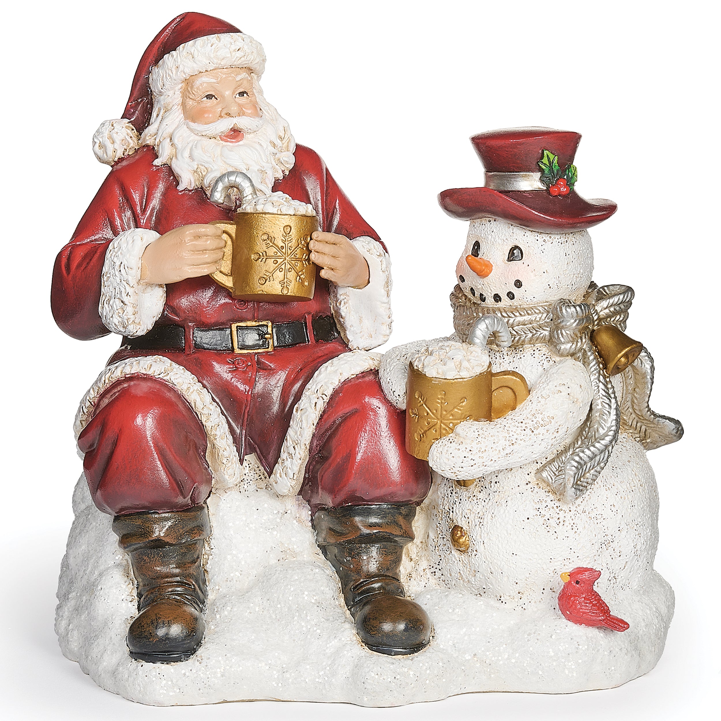 Joseph's Studio Santa and Snowman Drinking Hot Cocoa Figure