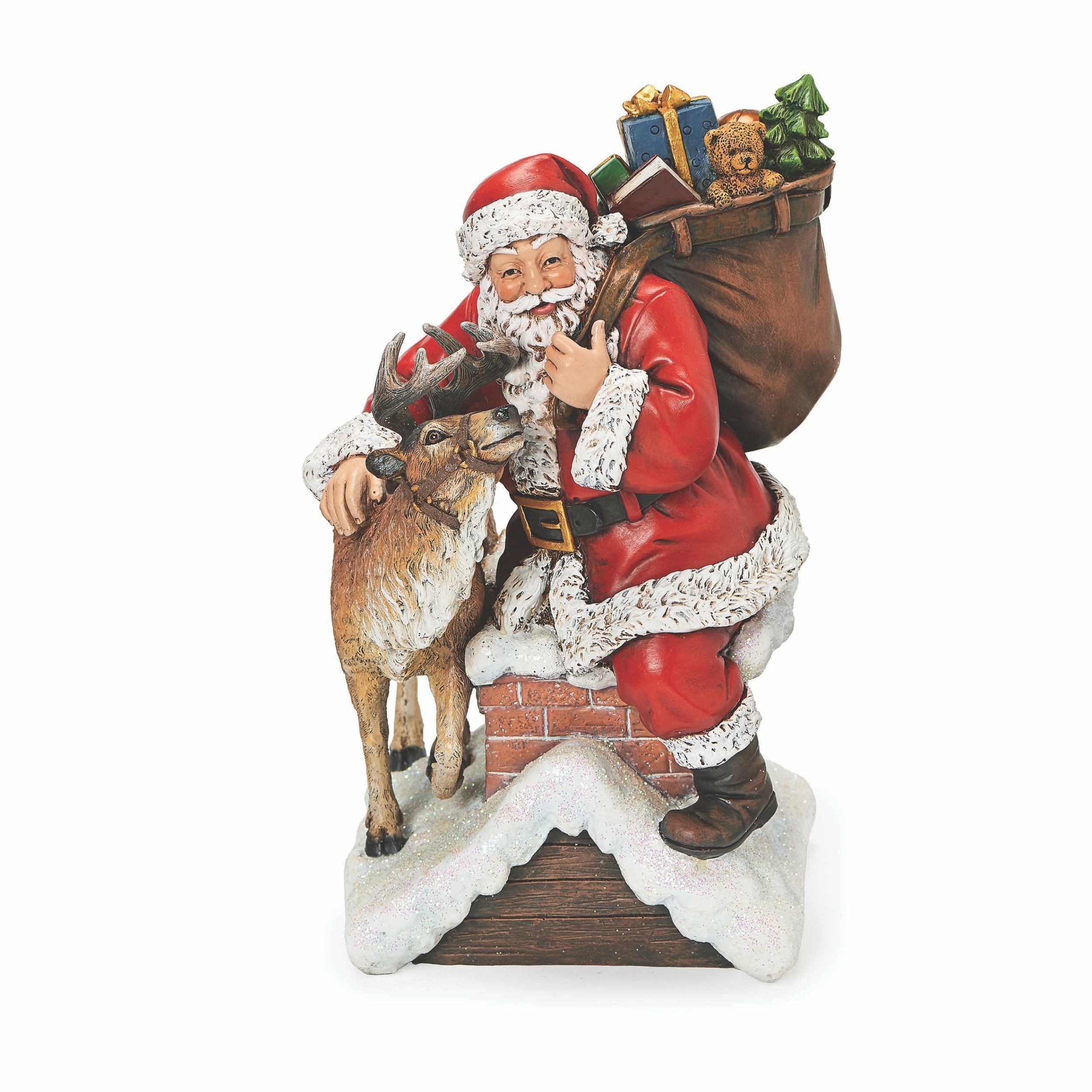 Joseph's Studio Santa and Deer Rooftop Figure