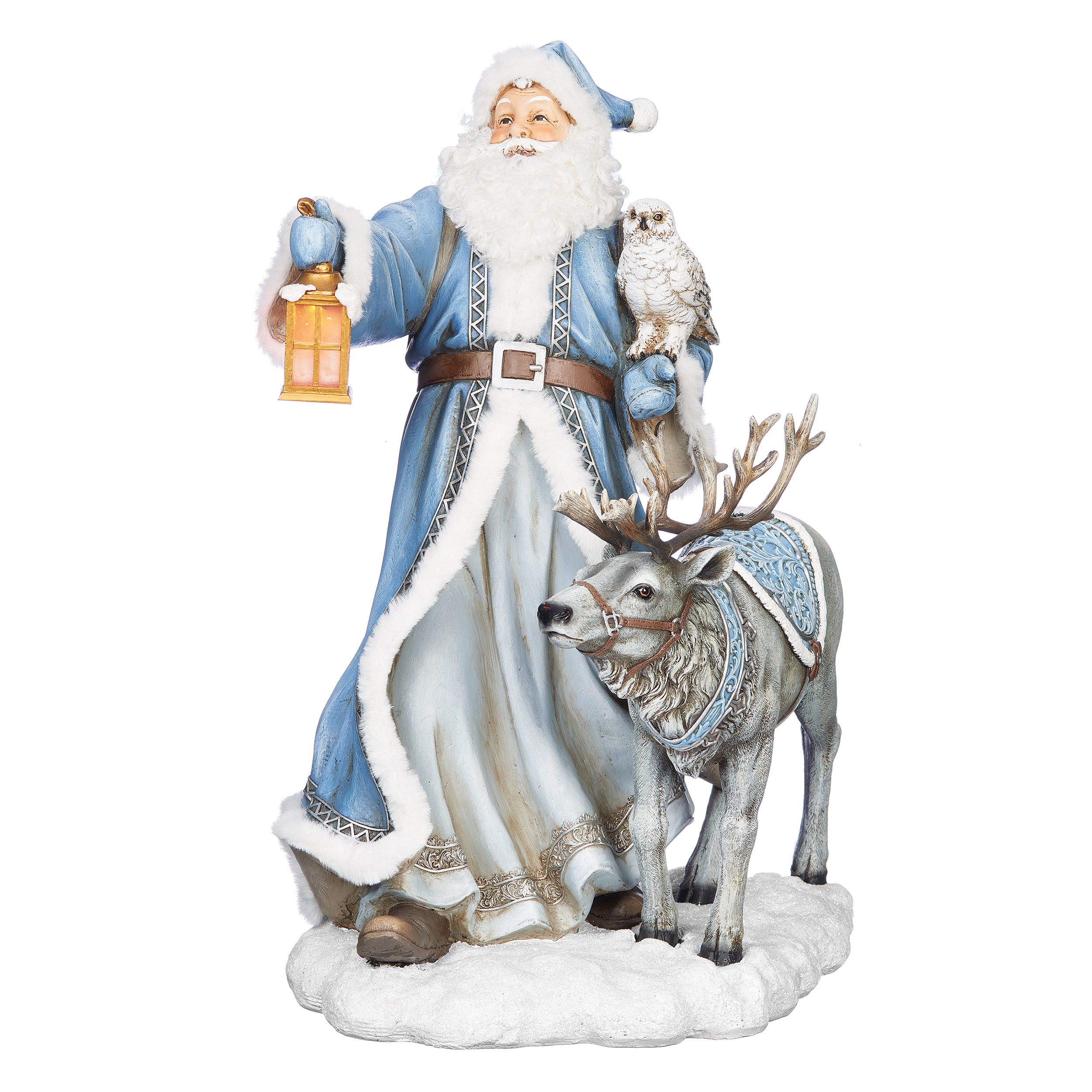 Joseph's Studio Santa in Blue Coat with Grey Reindeer Figure