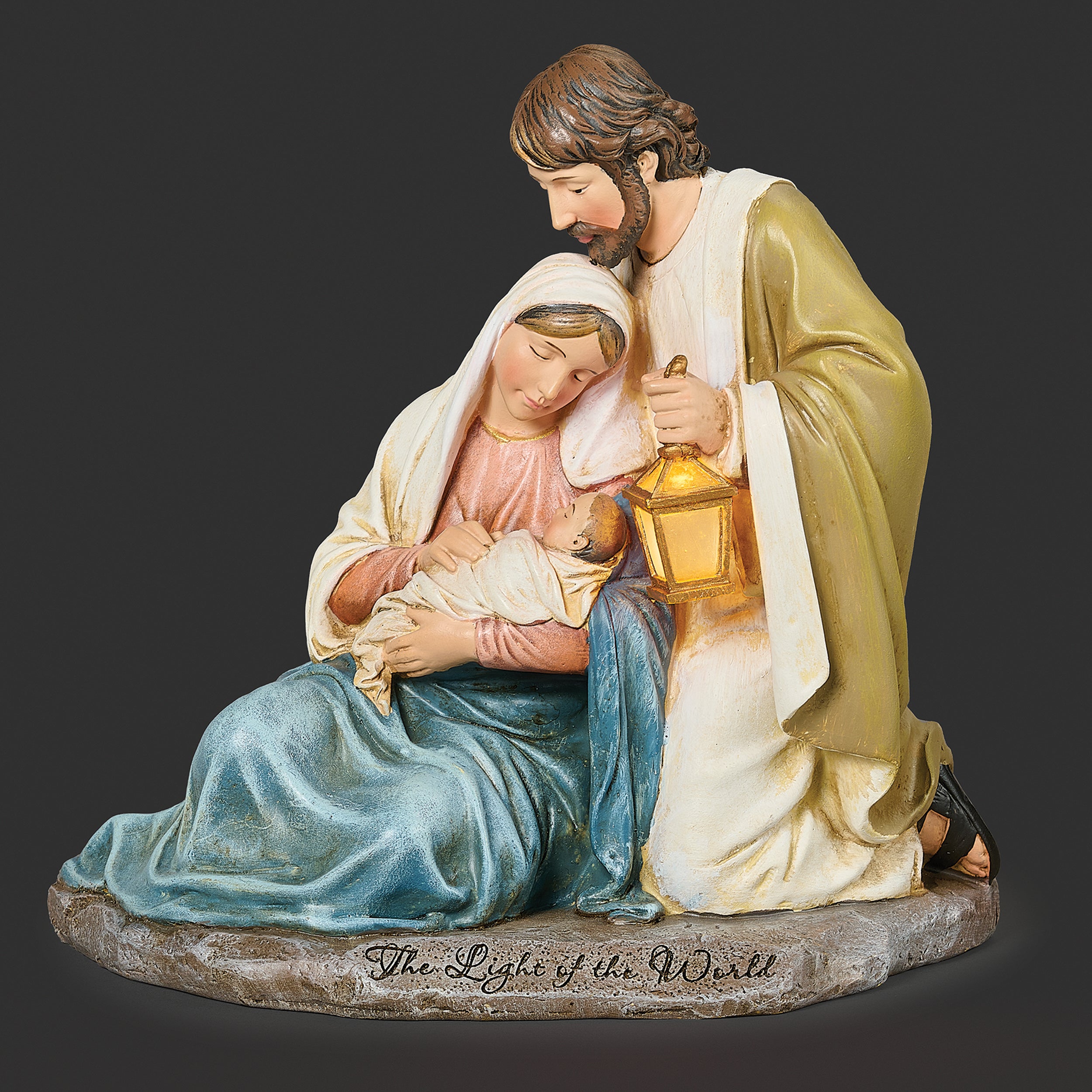 Joseph's Studio Holy Family Figure with Glowing Lantern
