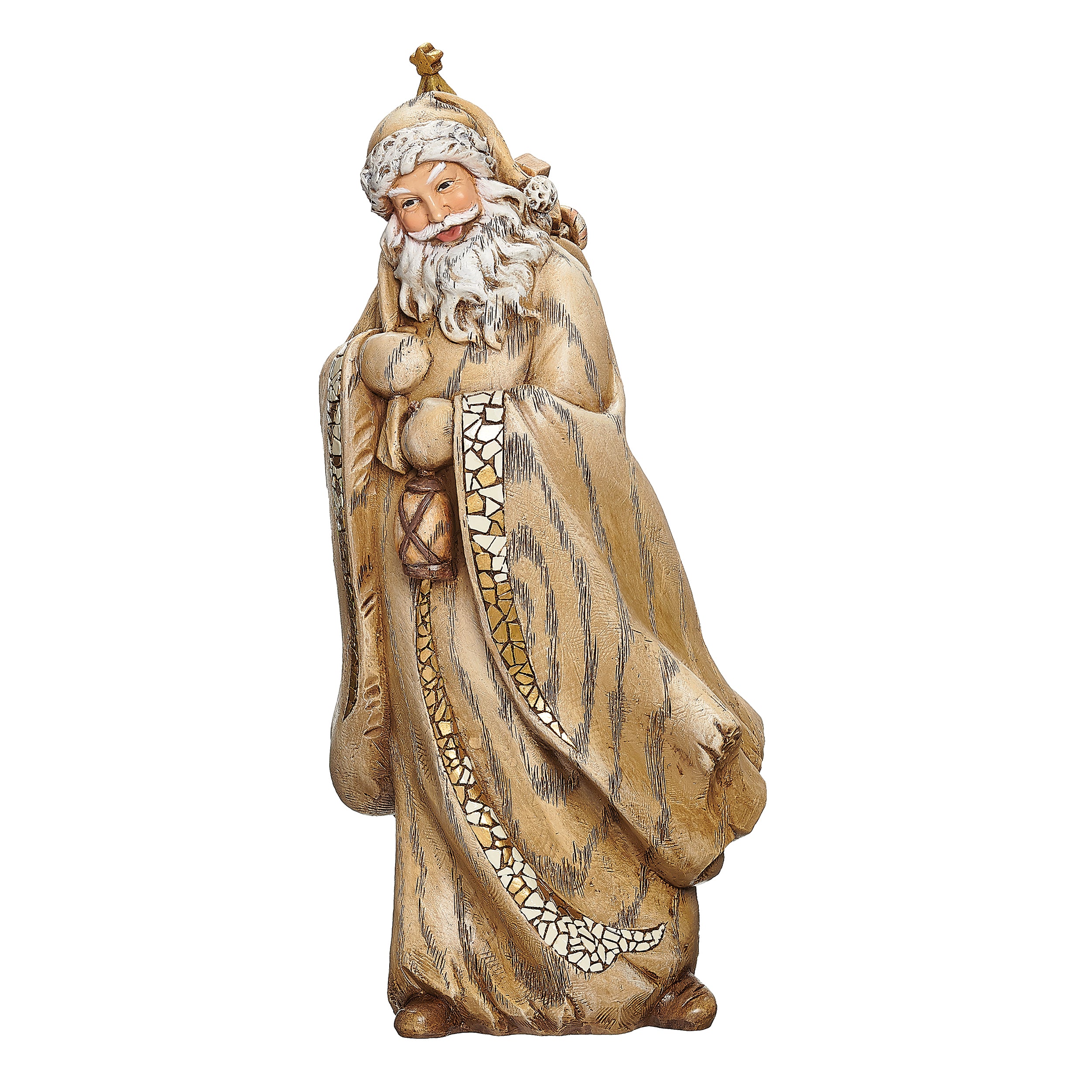 Joseph's Studio Santa with Mosaic & Wood Carved Finish