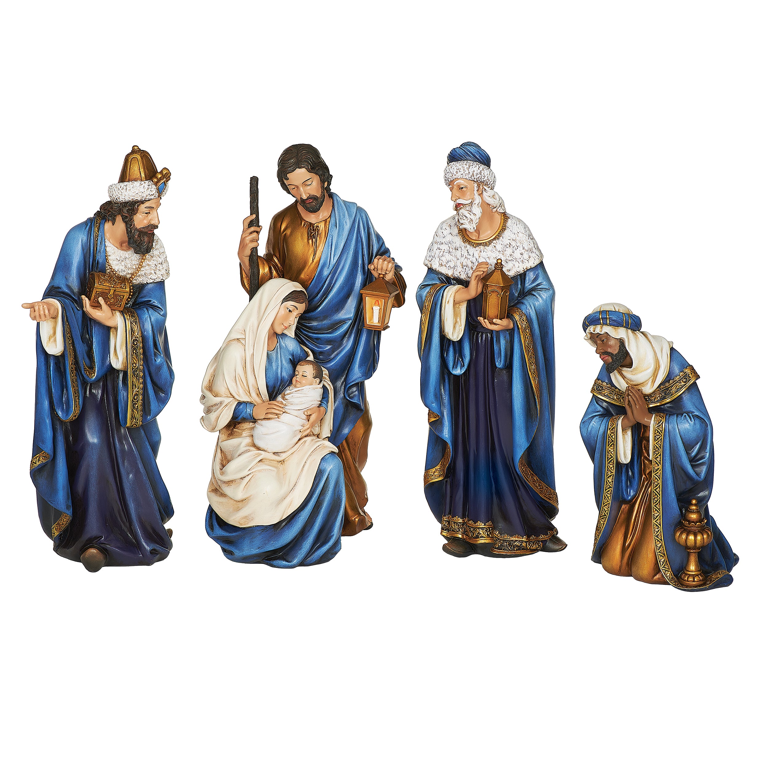Joseph's Studio Nativity Set in Blue and Gold Accents