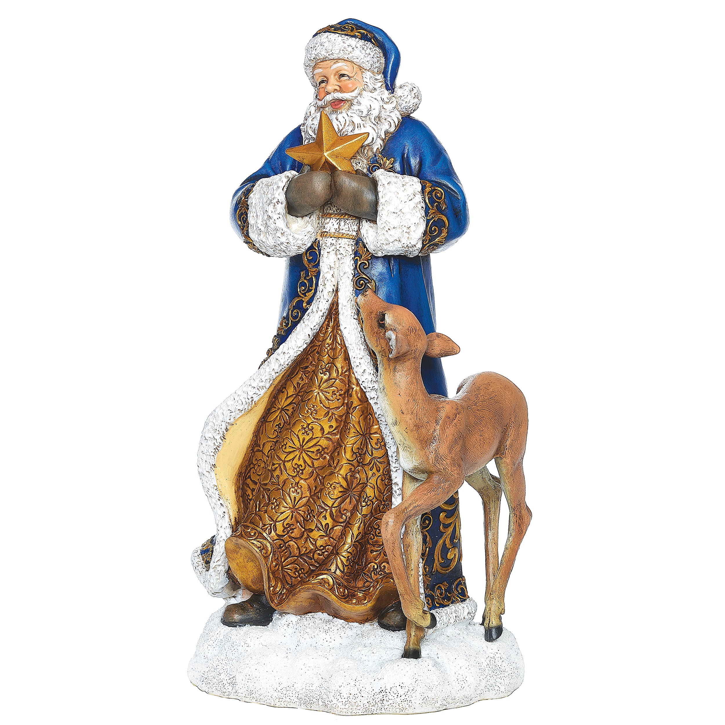 Joseph's Studio Blue and Gold Santa with Deer