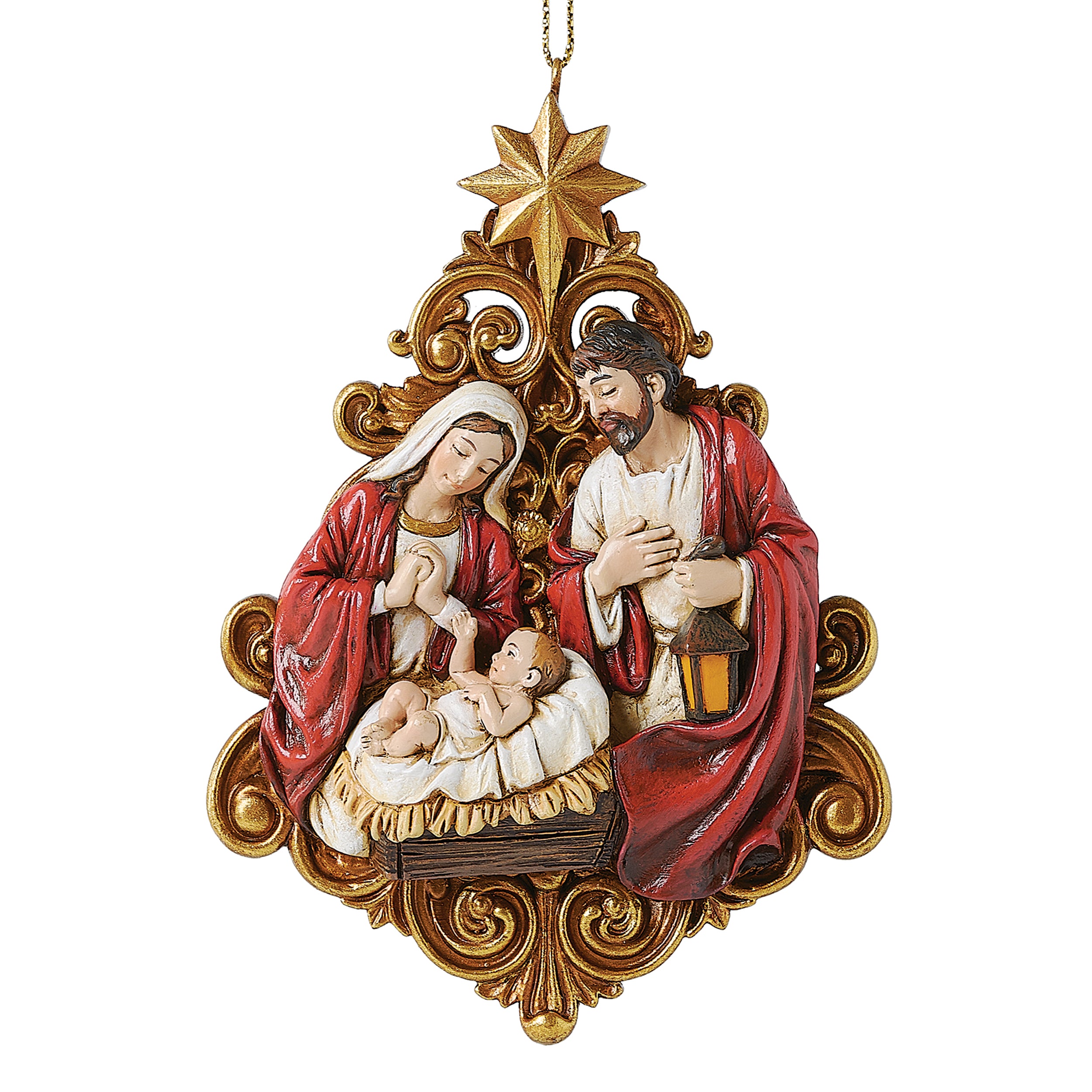 Joseph's Studio Holy Family Ornament with Gold Tree Filigree