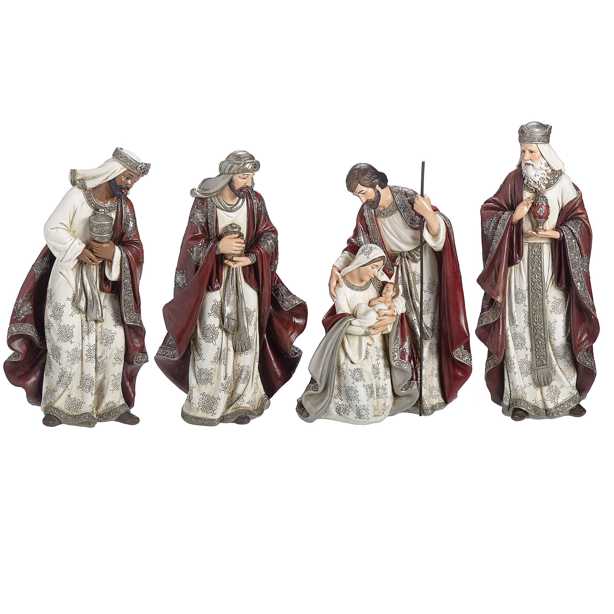 Joseph's Studio Burgundy Nativity Set with Pewter Accents
