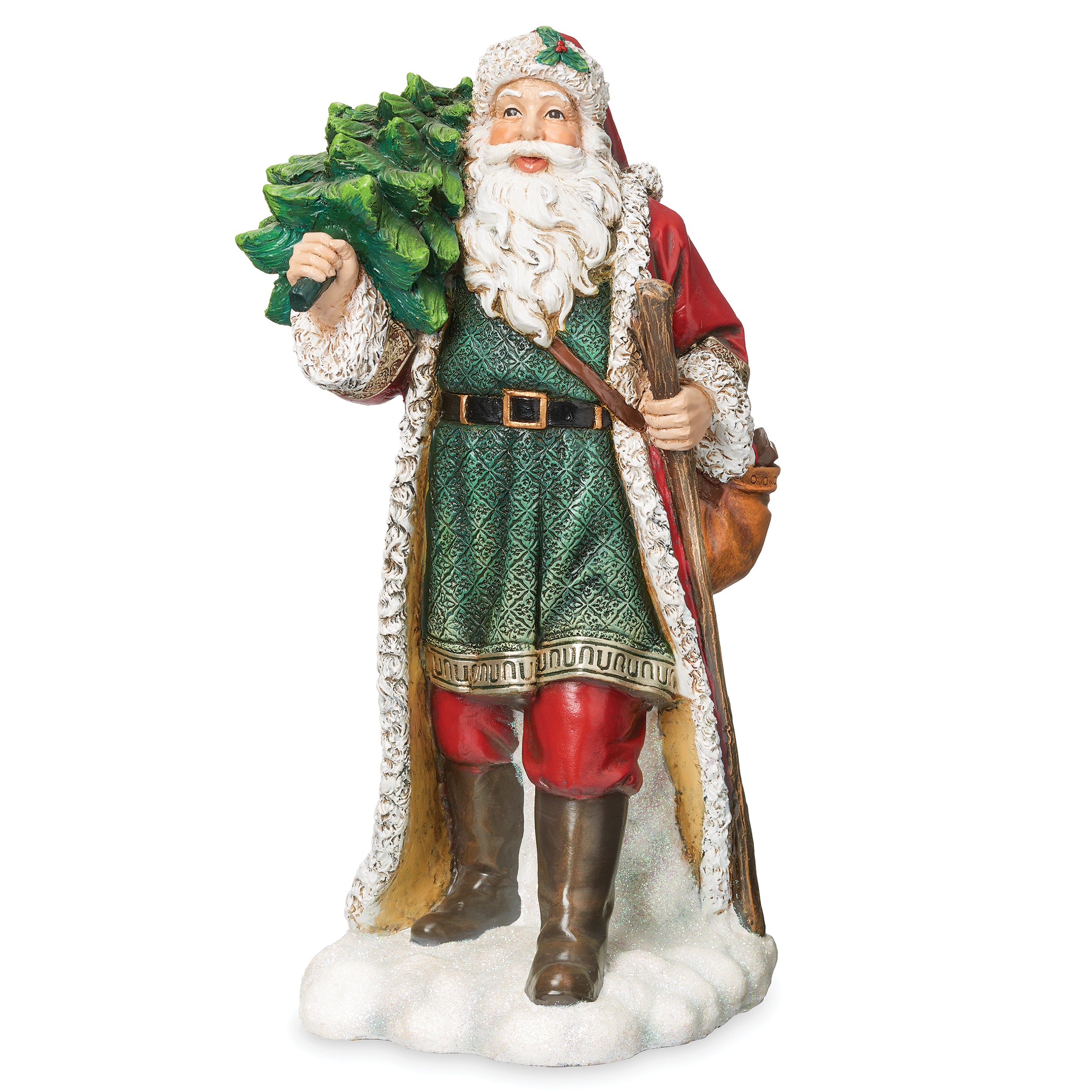 Joseph's Studio Santa Holding a Staff & Carrying a Christmas Tree