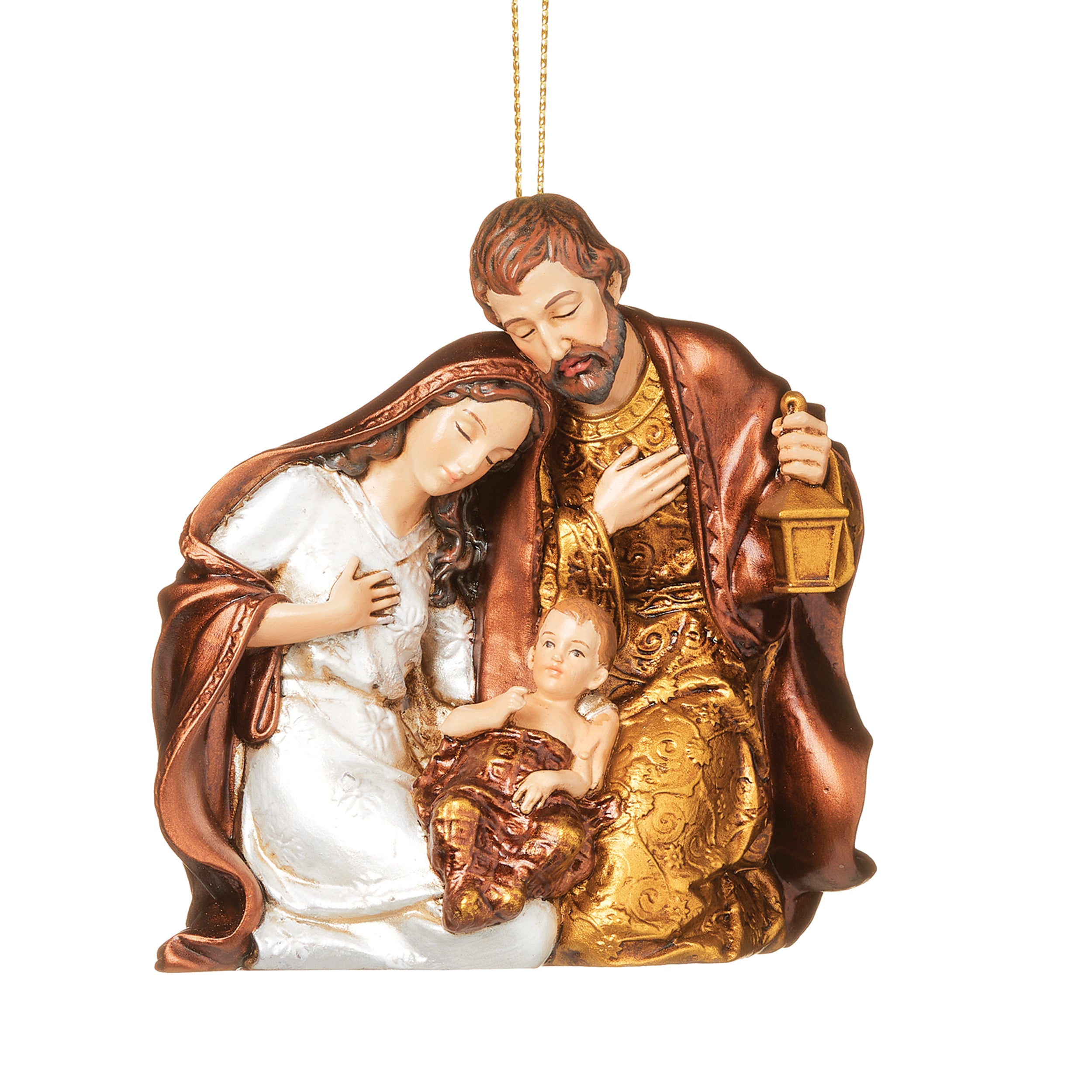 Joseph's Studio Holy Family in Rich Burgundy and Gold Tones Ornament