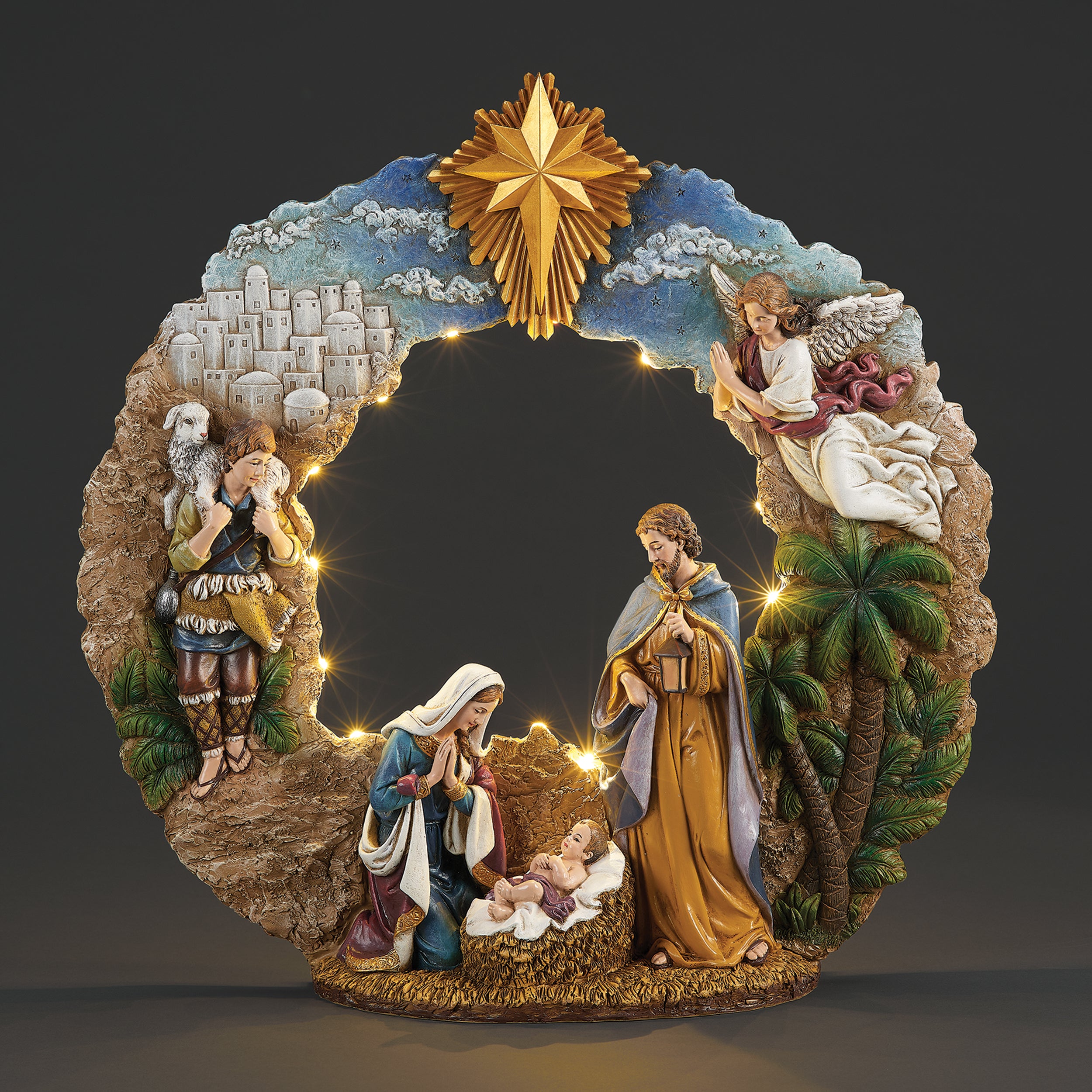 Joseph's Studio Lighted Nativity Wreath