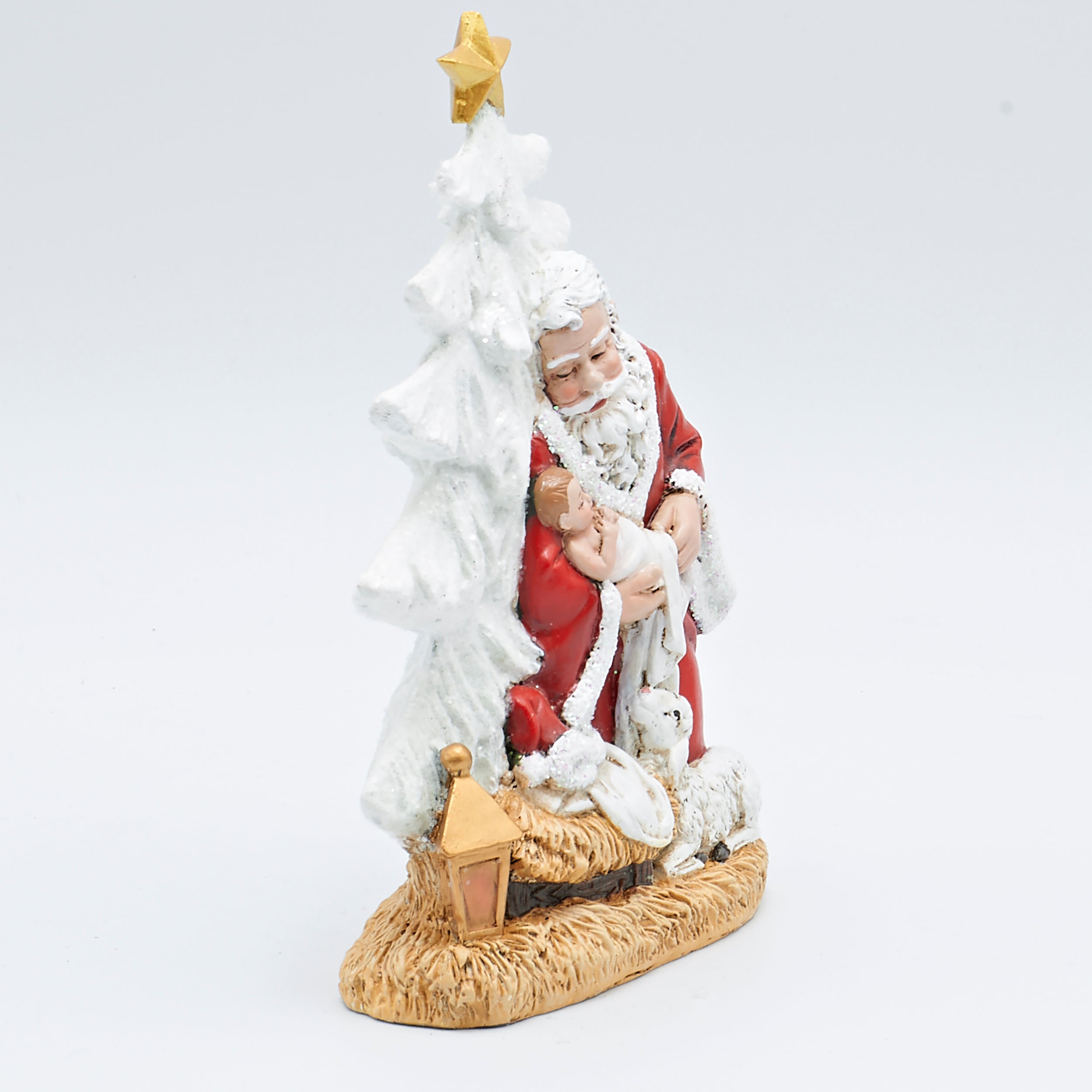 Joseph's Studio Santa Holding Baby Jesus Glitter Tree Figure