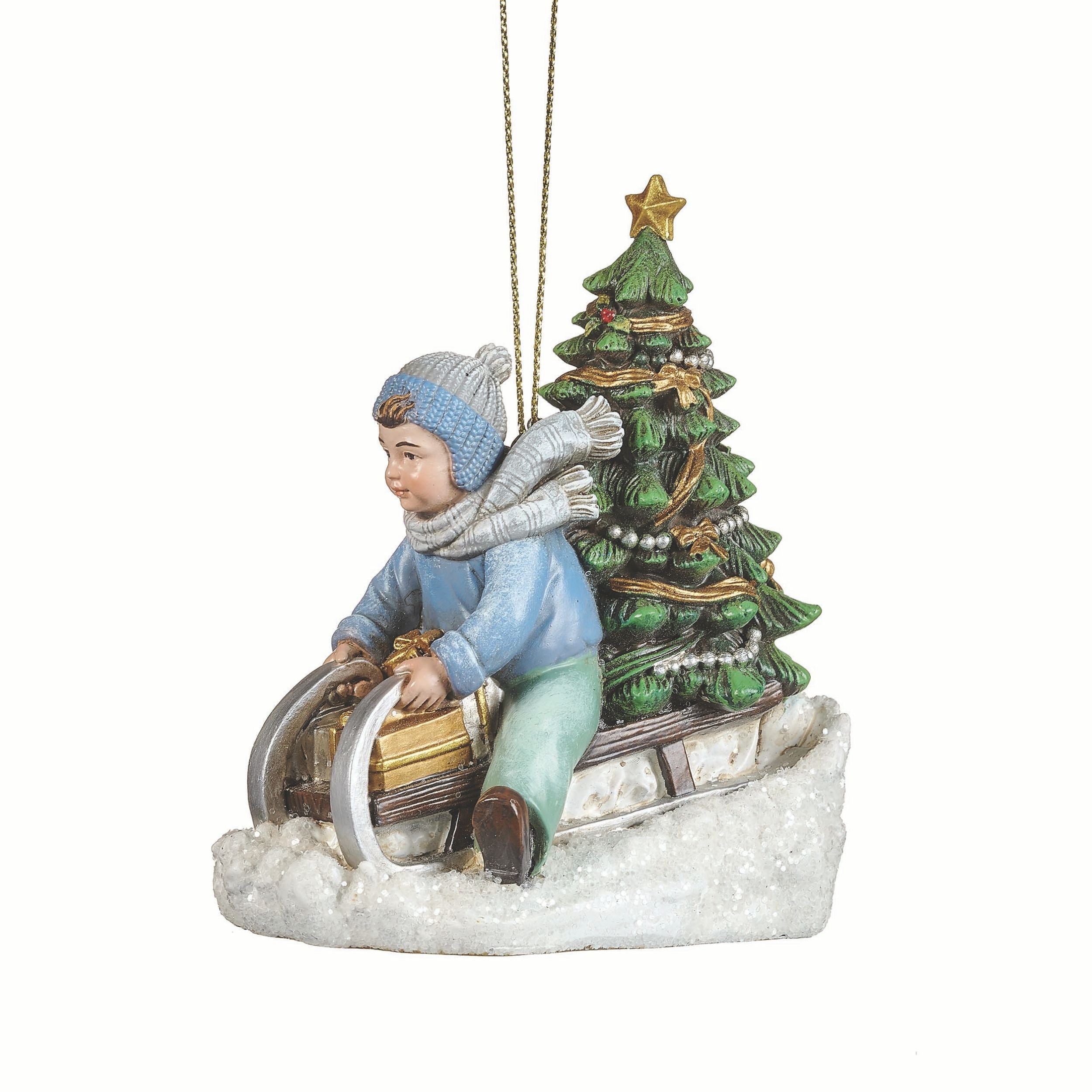 Joseph's Studio Boy Sledding Ornament