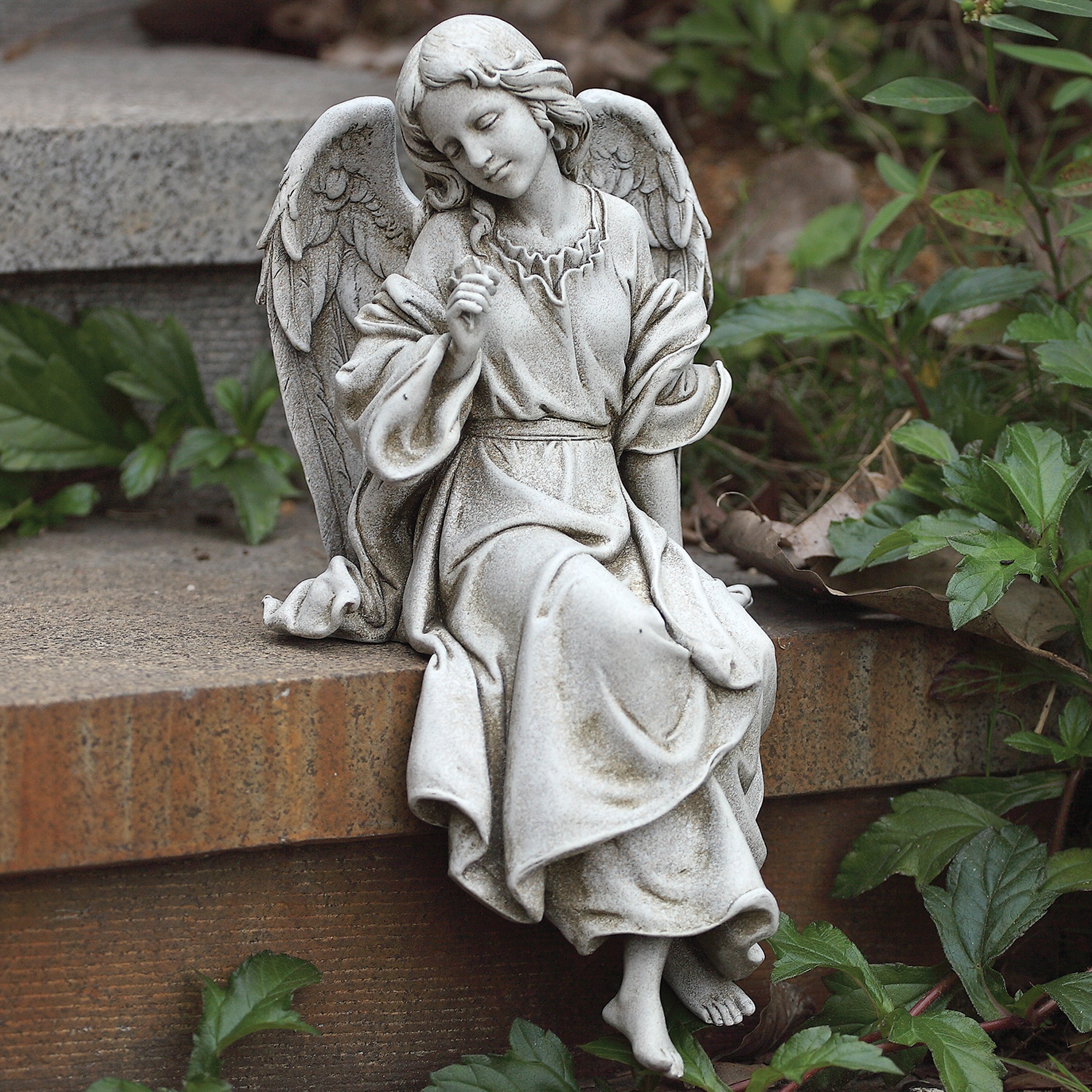 Joseph's Studio Sitting Angel Garden Statue