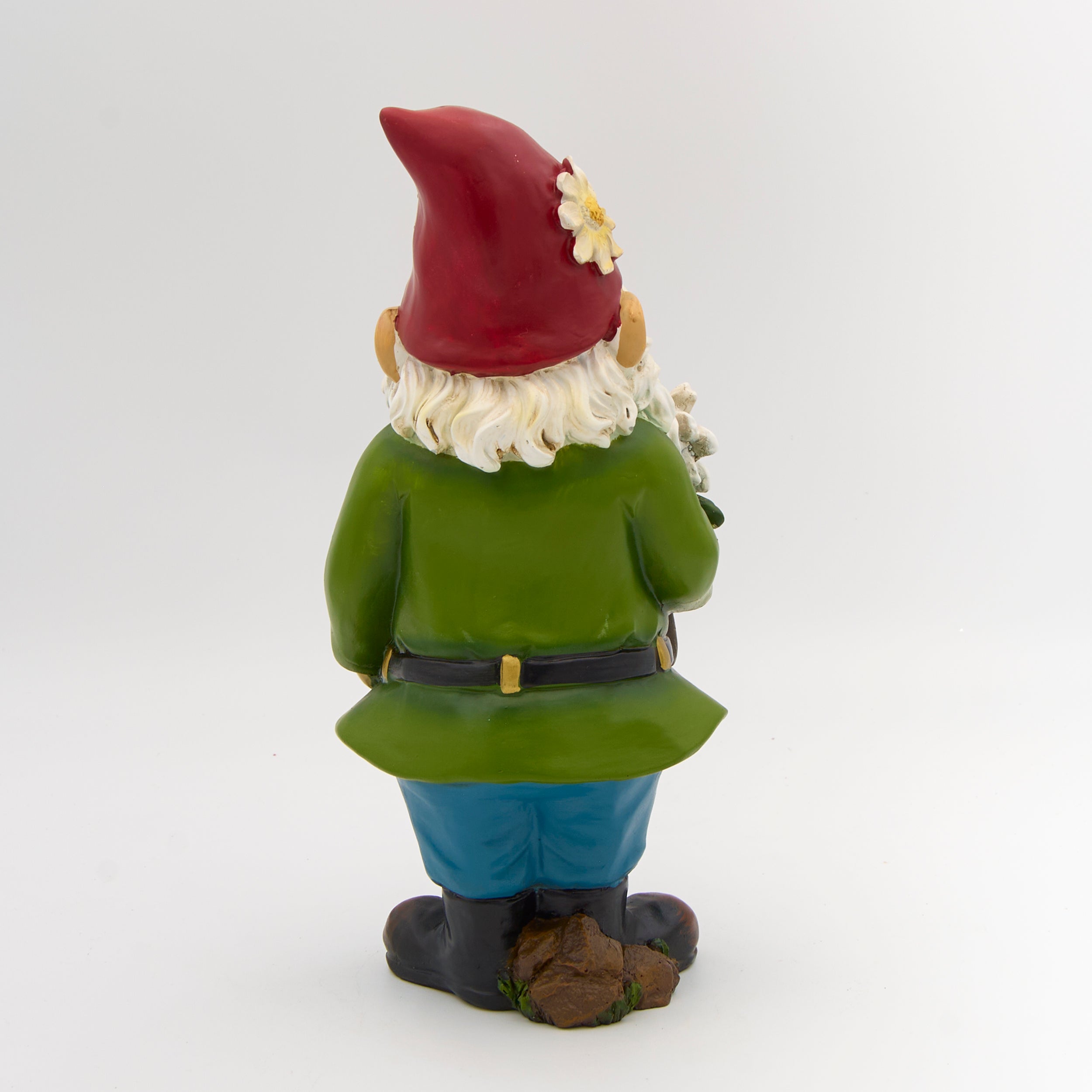 Whimsical Garden Gnome with Daisy Statue