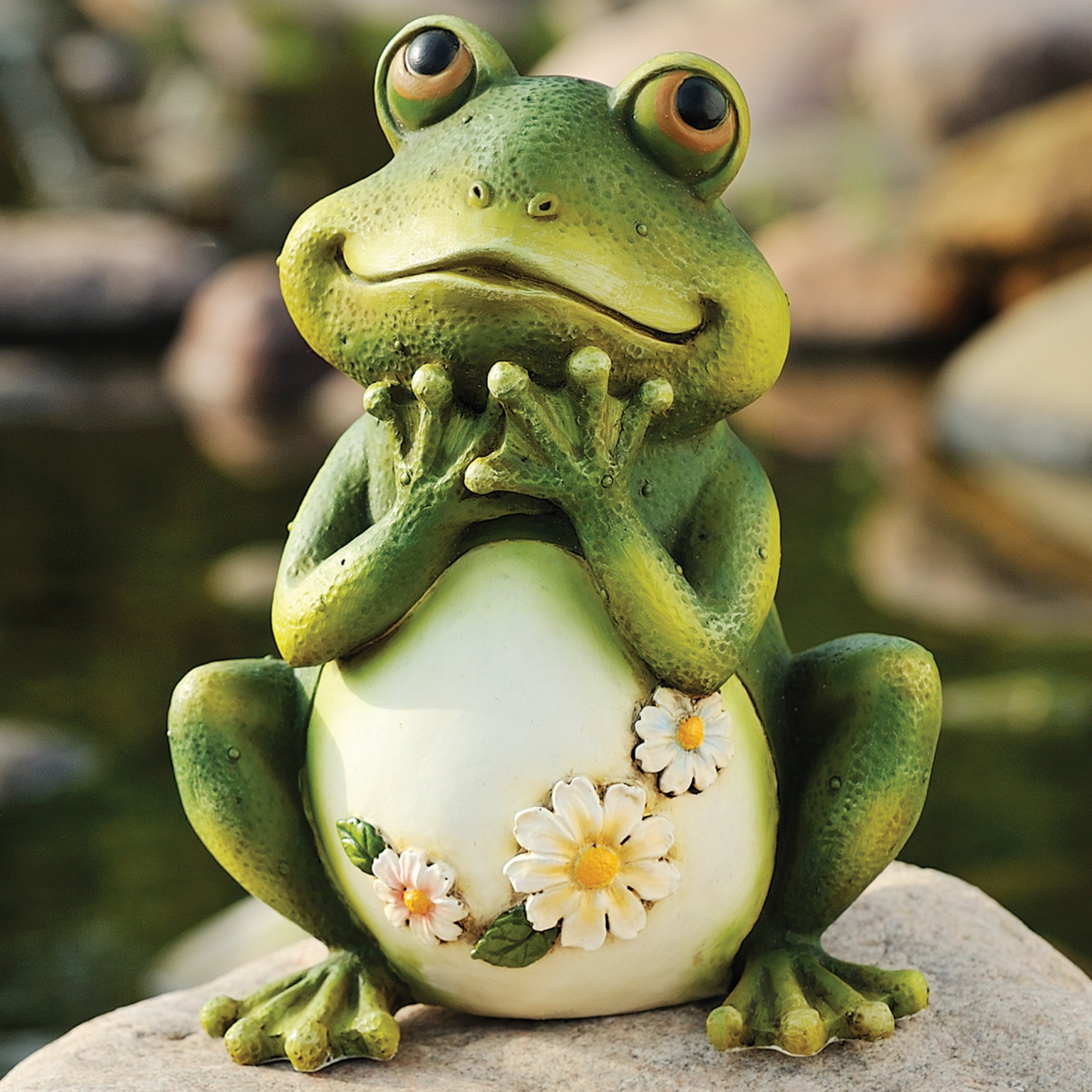 Daisy Belly Frog Garden Statue