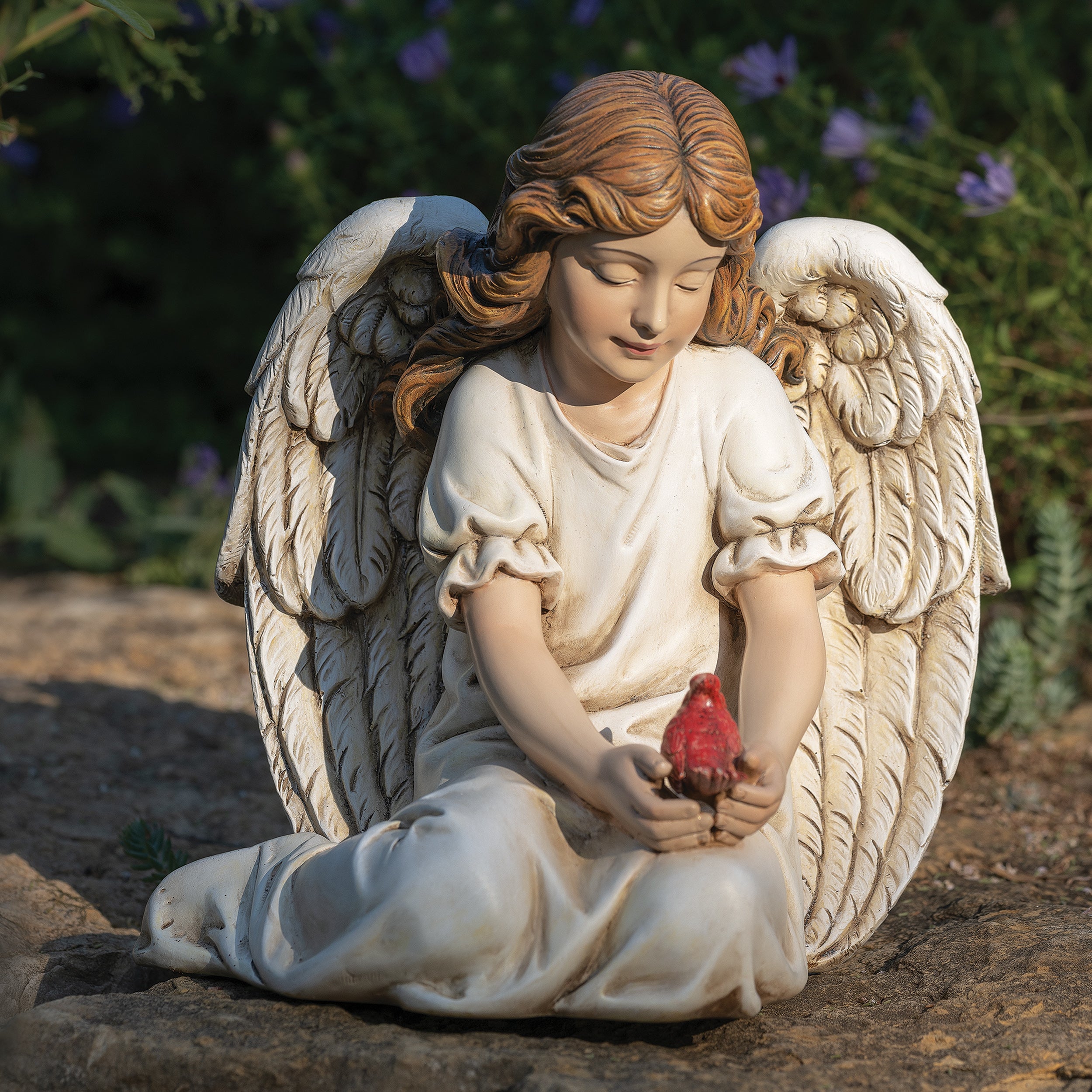 Joseph's Studio Angel With Cardinal Garden Statue