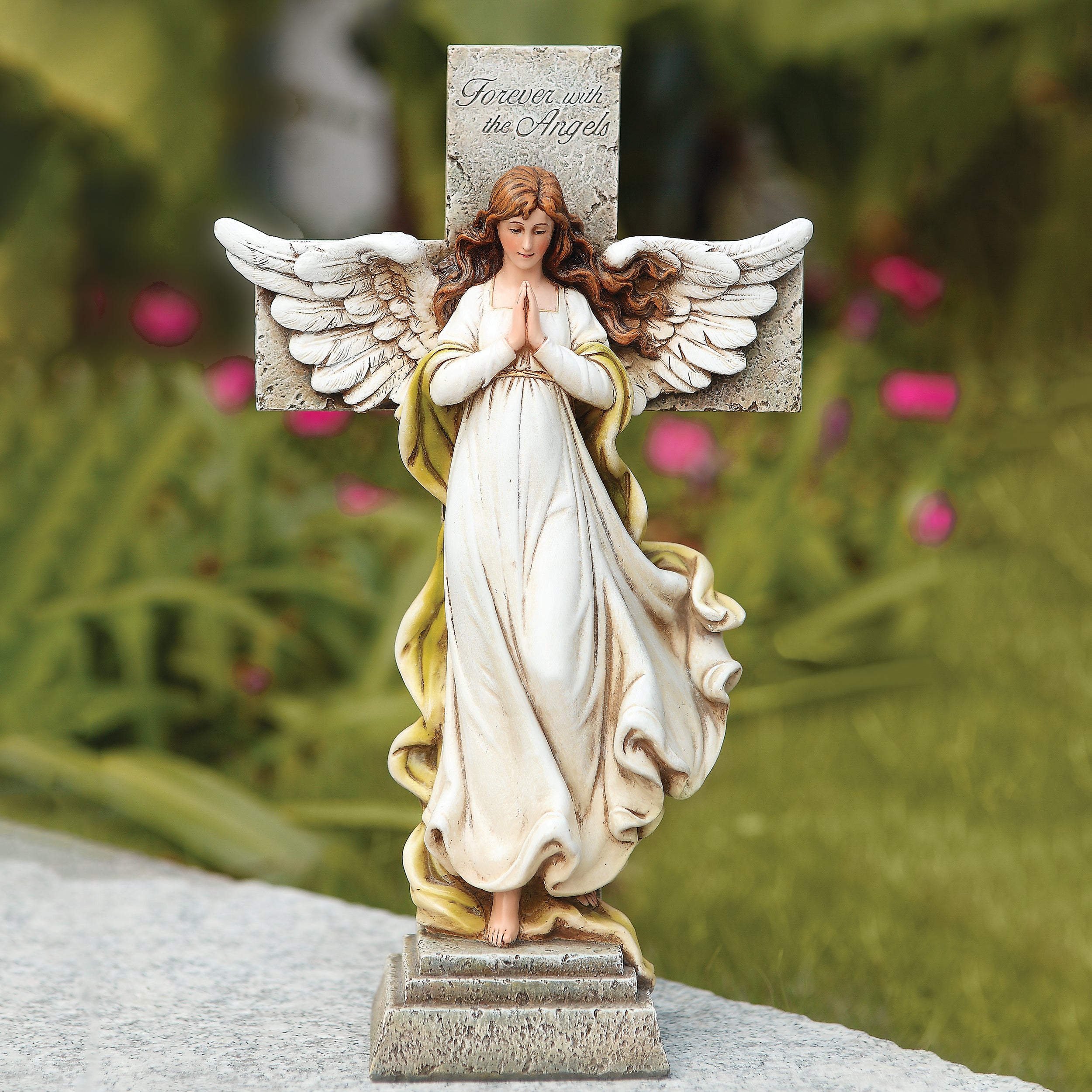 Joseph's Studio Memorial Angel with Cross Garden Statue