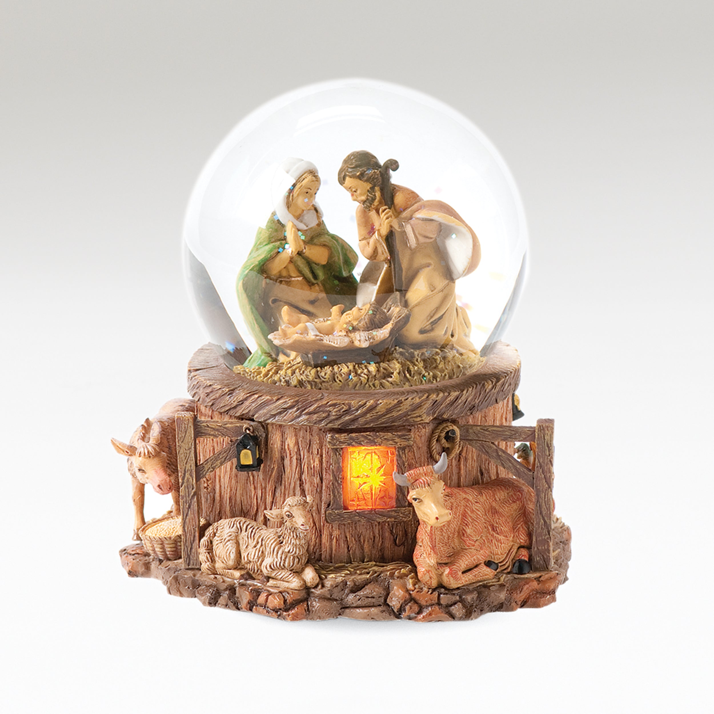 Fontanini Lighted Musical Holy Family Glitterdome - "Silent Night" Tune