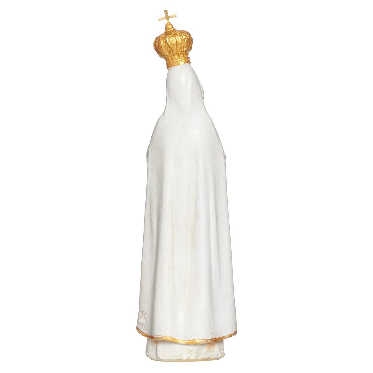 Back view of Joseph's Studio Our Lady of Fatima figure in flowing white robes