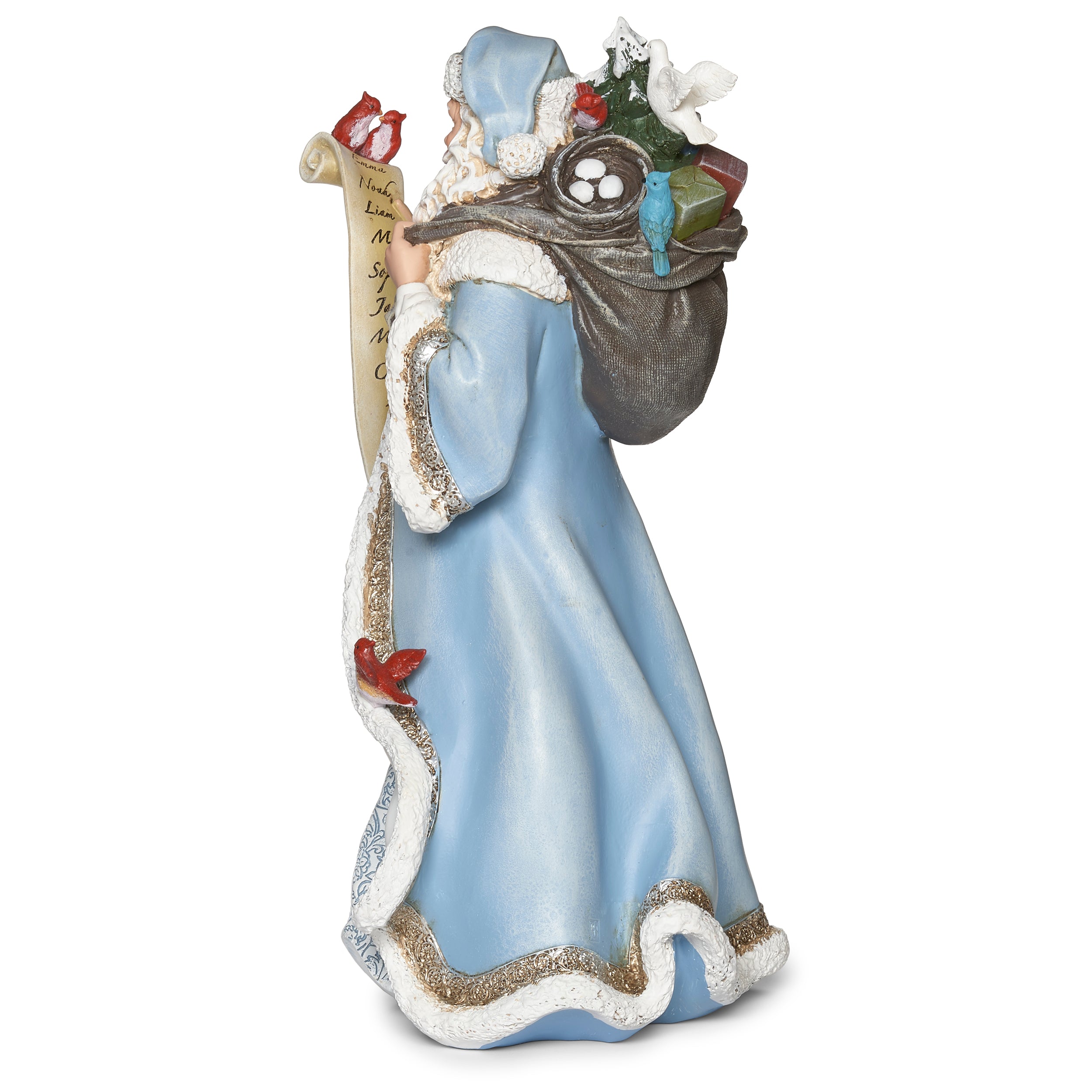 Joseph's Studio Santa in Blue Coat with Feathered Friends Figure