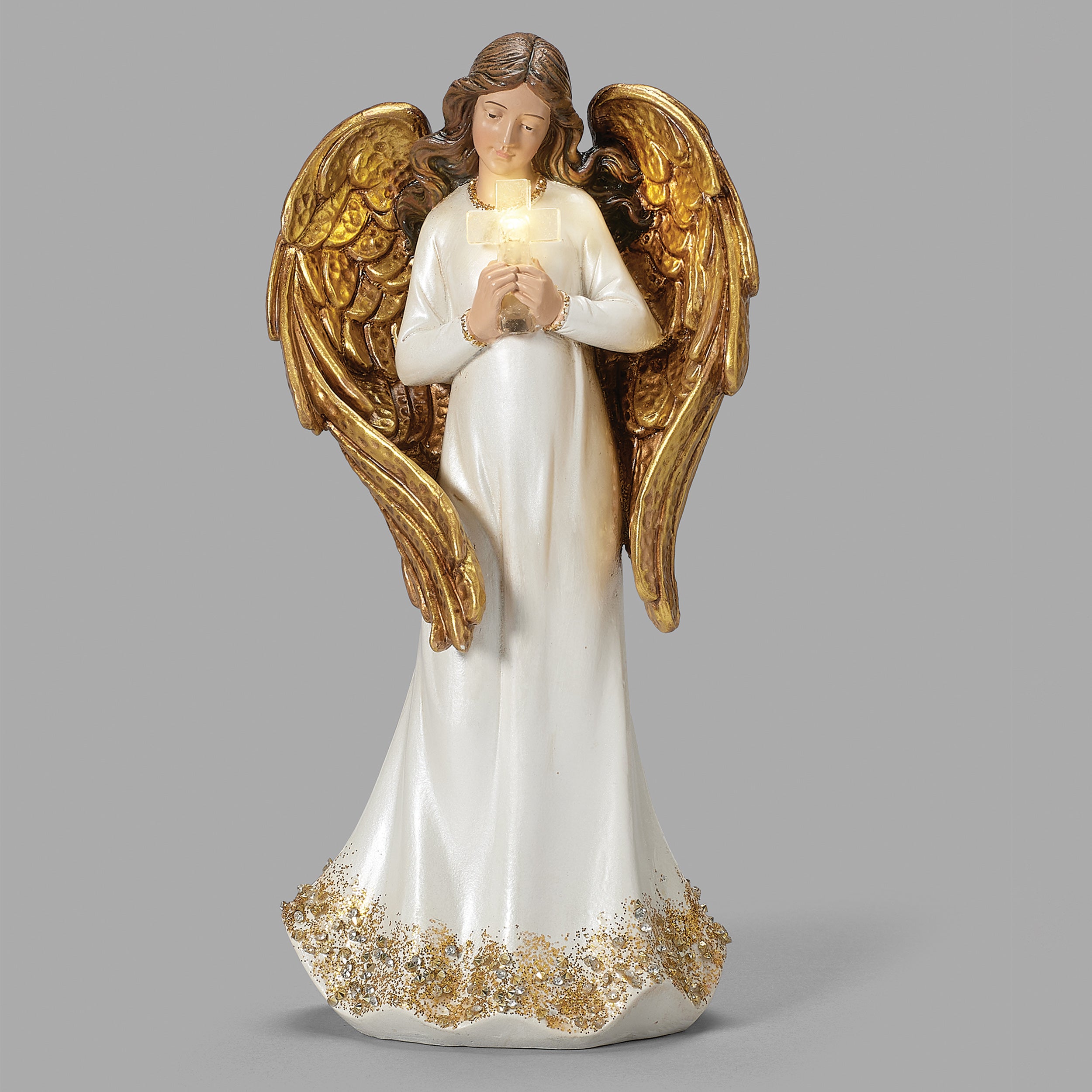 Joseph's Studio Lighted Angel with Cross Figure - Renaissance Collection