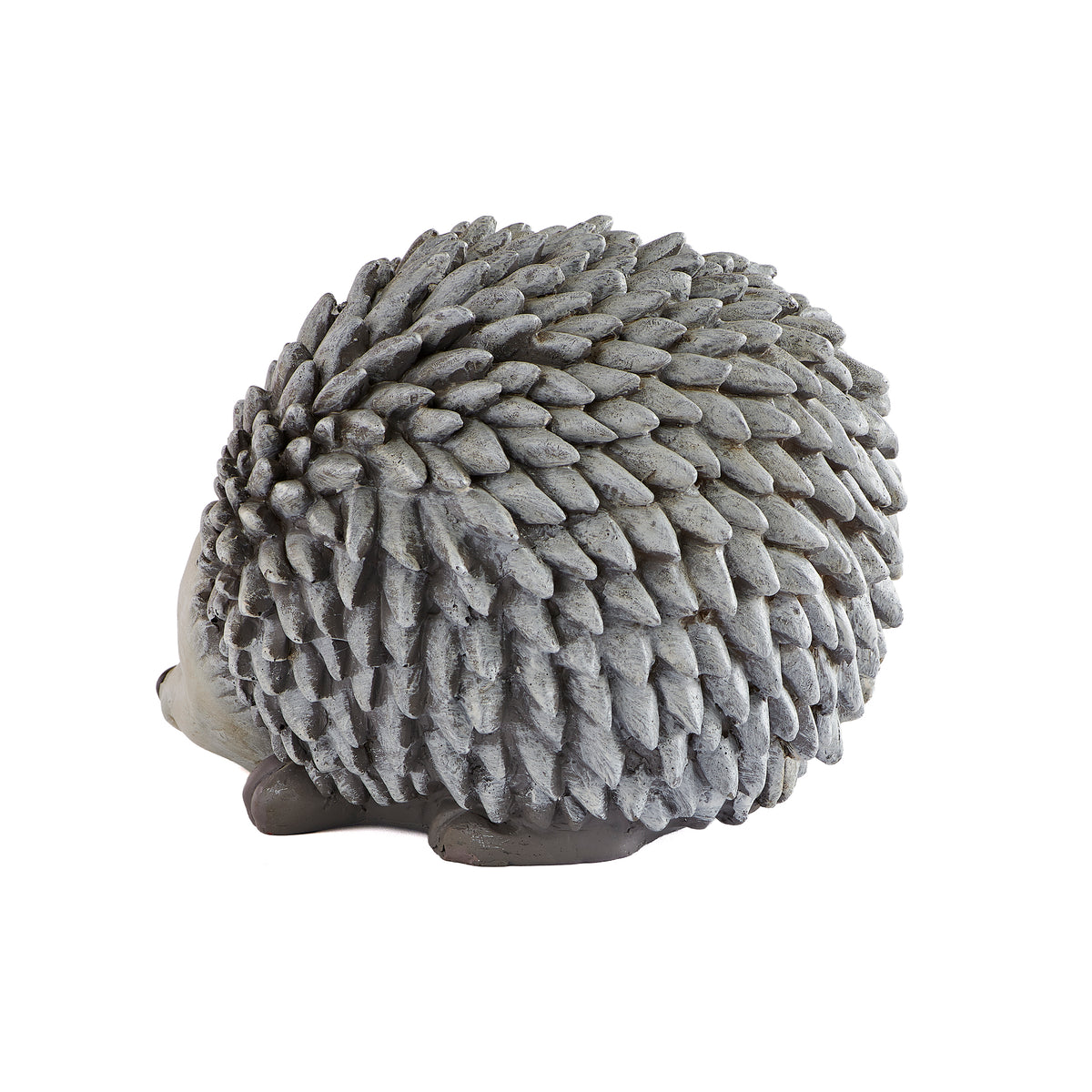 A small hedgehog figurine with gray spines and a cream-colored face