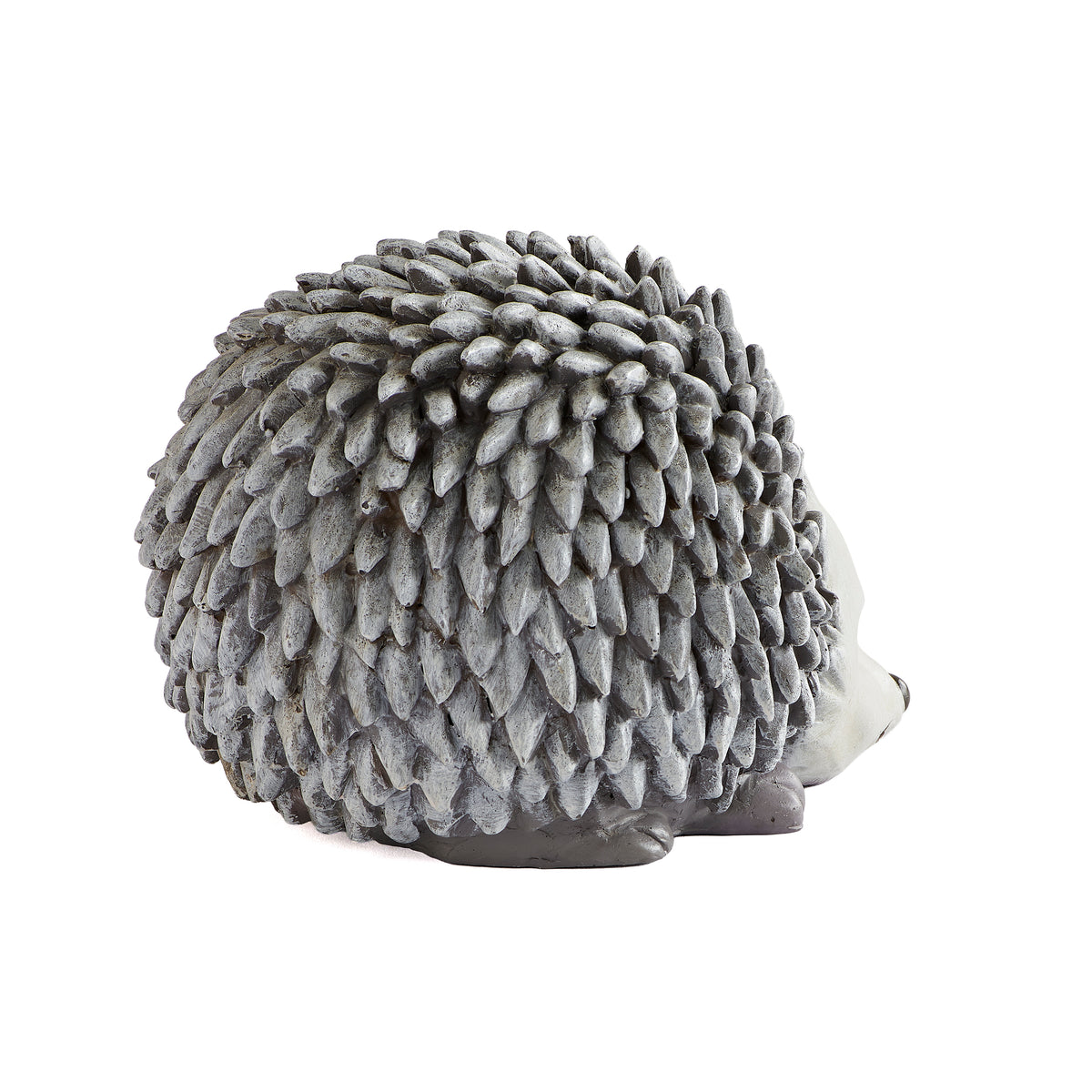A small hedgehog figurine with gray spines and a cream-colored face