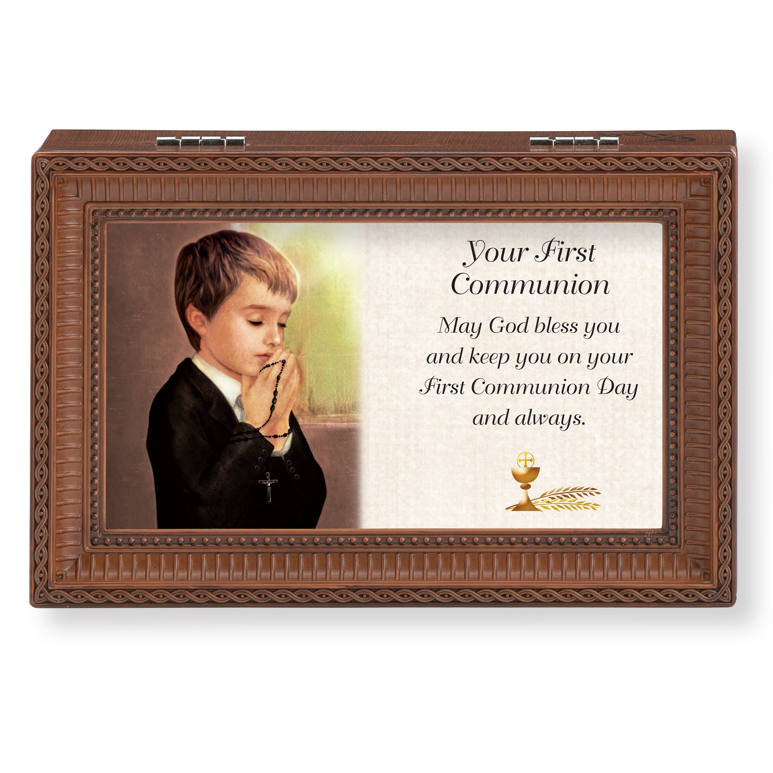 First Communion Boy’s Music Box with Blessing Message - "Fur Elise" Tune