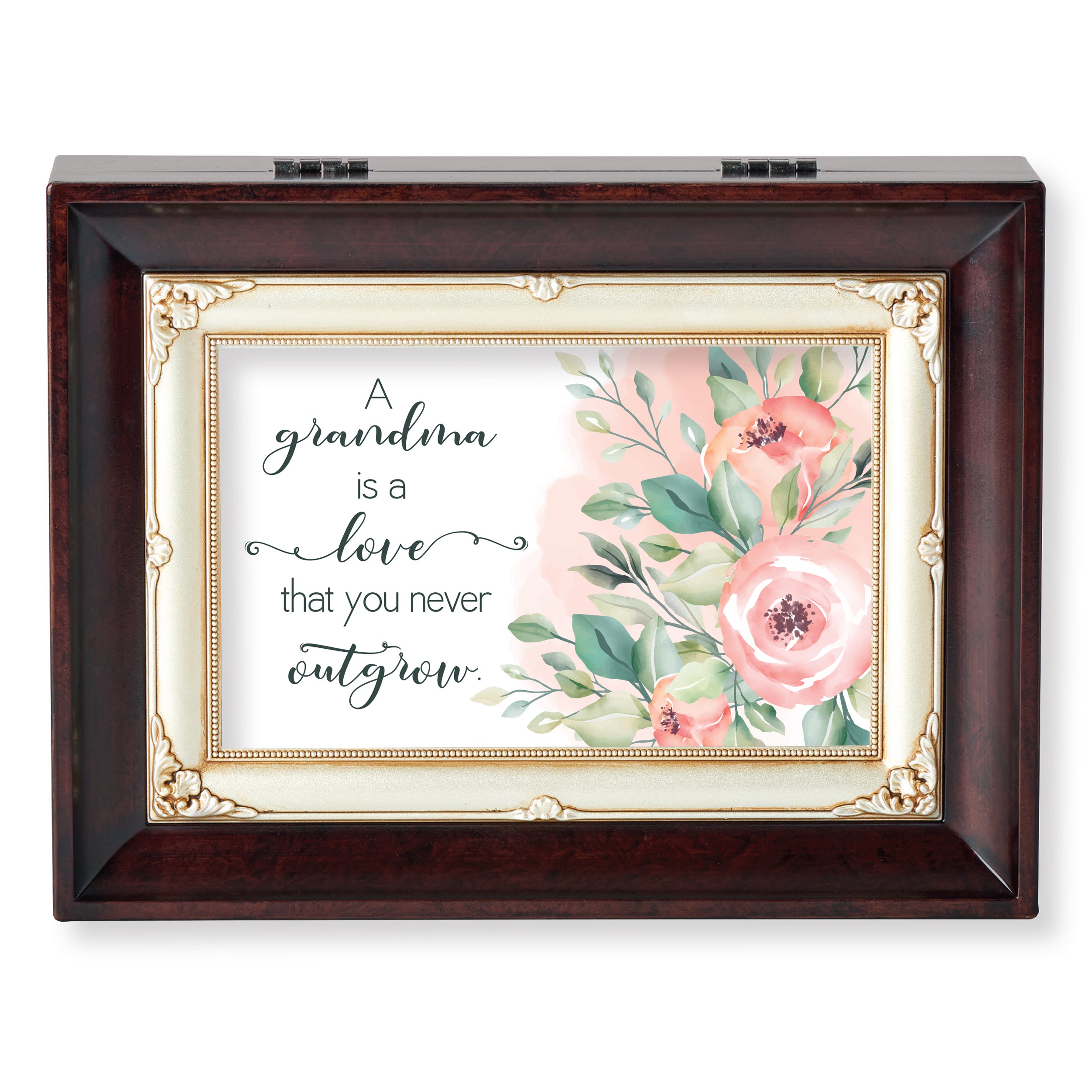 Grandma Brown Music Box with Floral Design– "Fur Elise" Tune