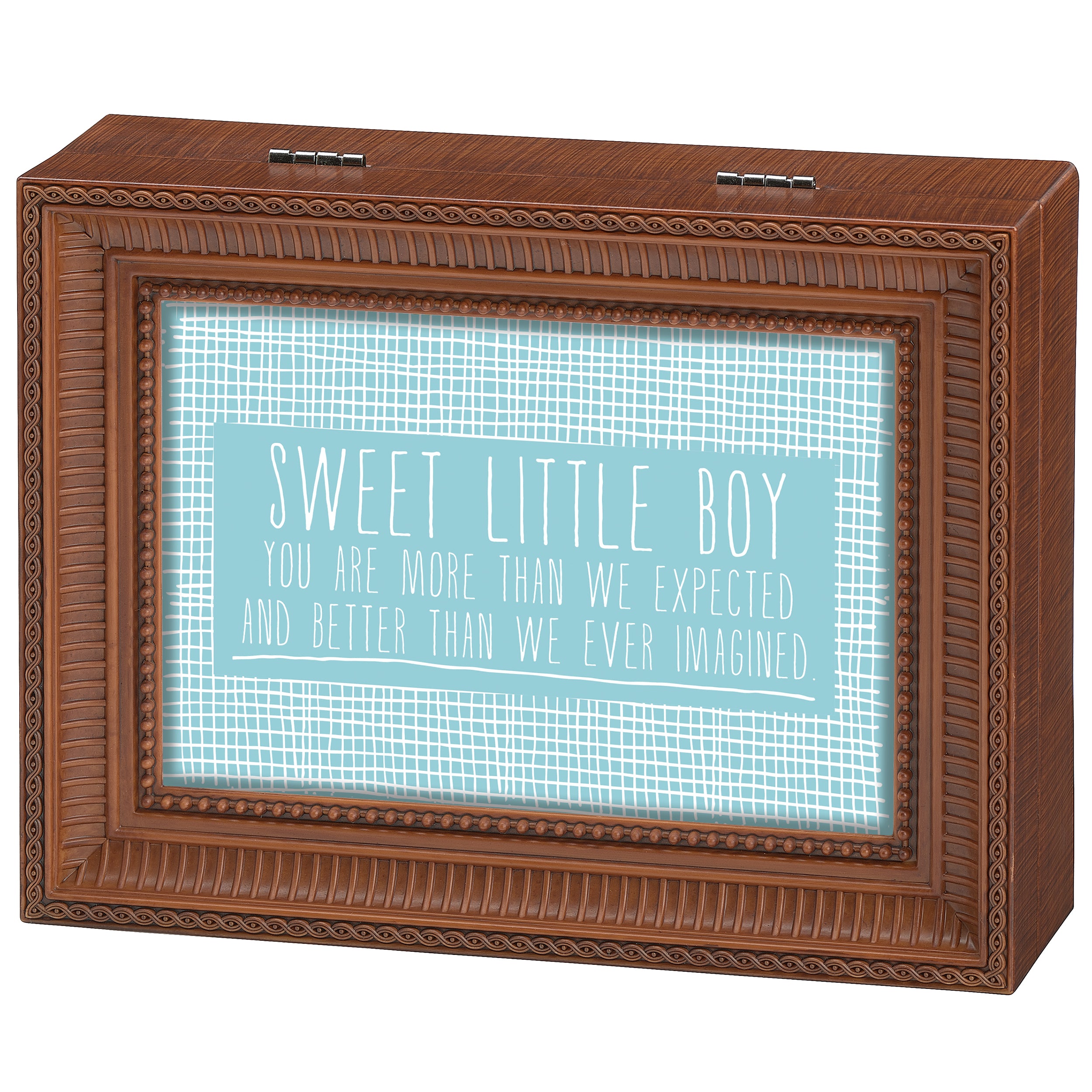 Sweet Little Boy Wooden Music Box- "Brahms' Lullaby" Tune