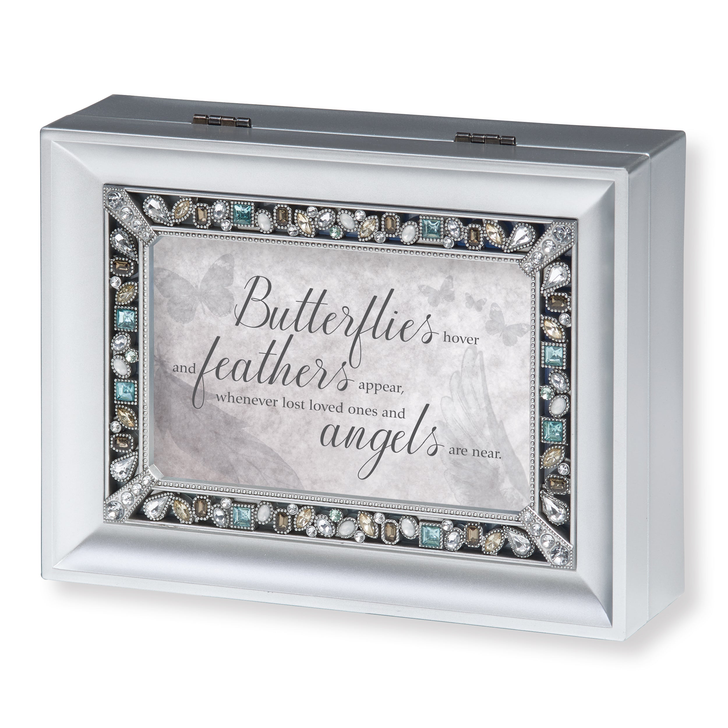 Butterflies, Feathers & Angels Jeweled Music Box- "Clair de Lune" Tune