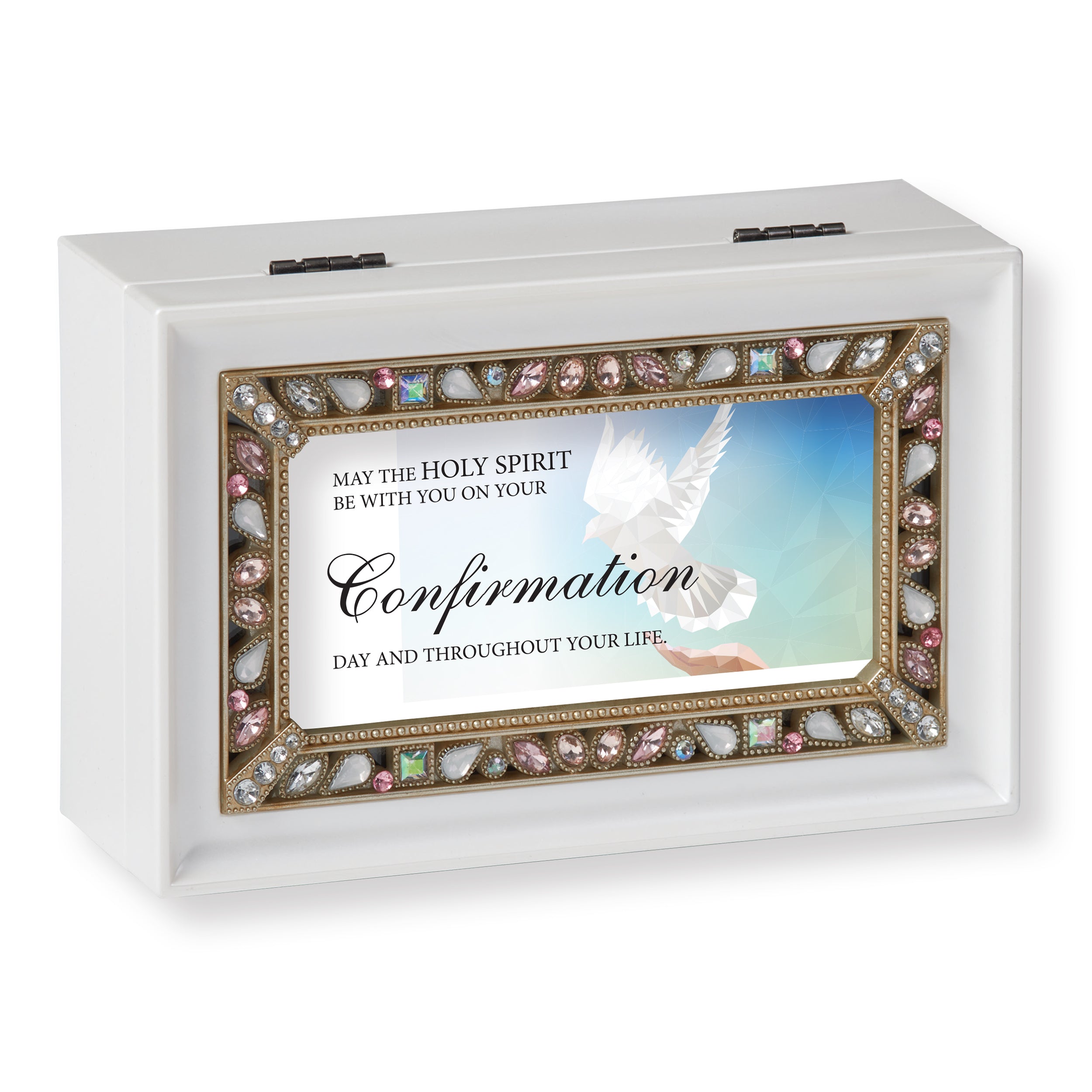 Holy Spirit Dove Confirmation Music Box - "What a Friend We Have in Jesus" Tune