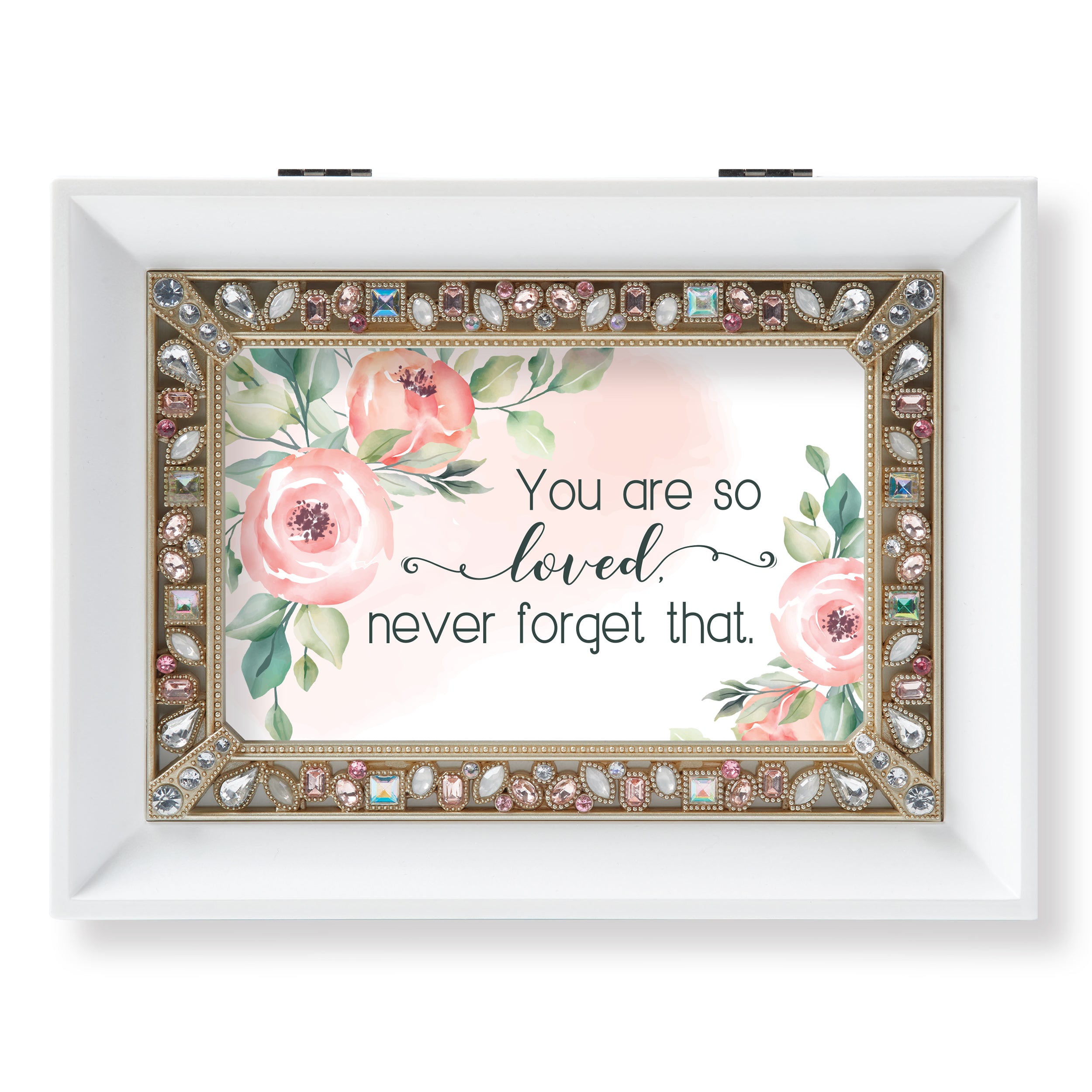 "You Are So Loved" Floral White Music Box- Clair de Lune