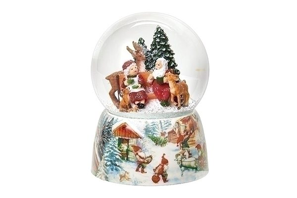 Roman Glitterdomes - Musical Santa and Mrs. Claus, 5.75"H, Resin/Glass